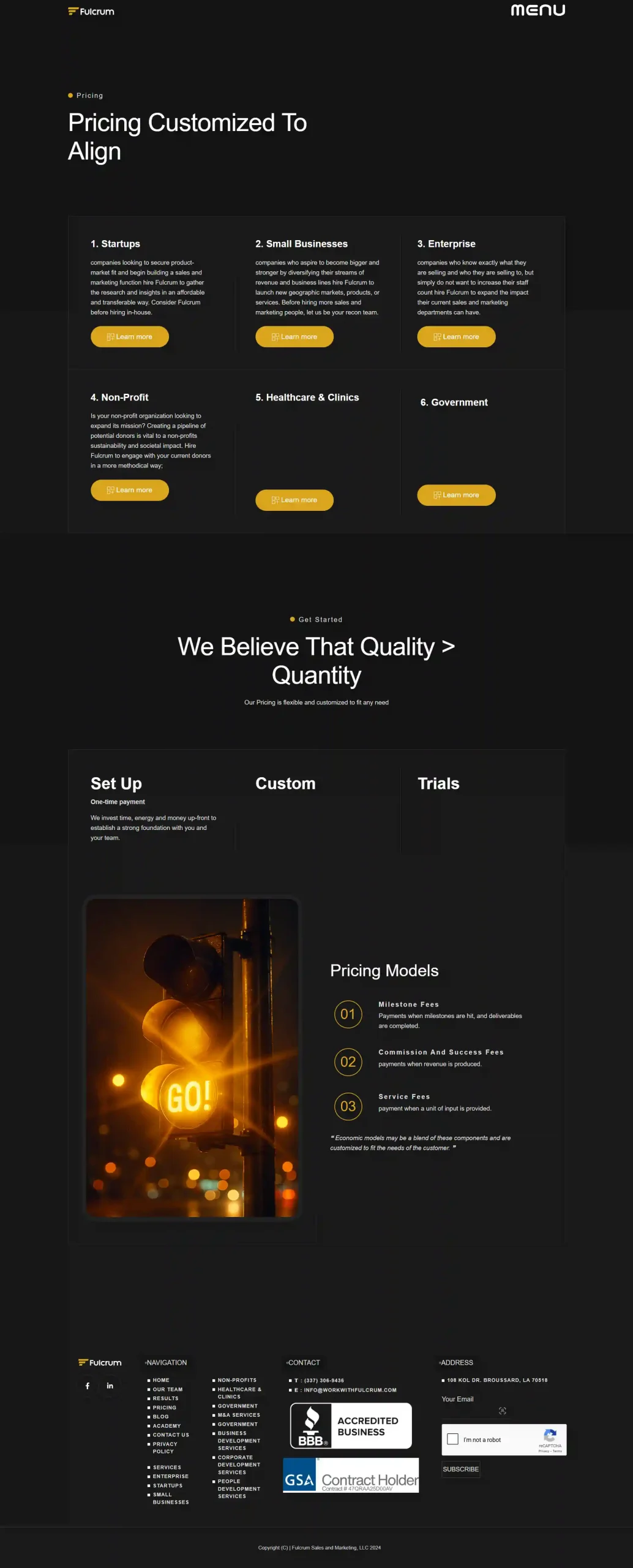 Scoutly M&A services affiliate section on Fulcrum WordPress project design