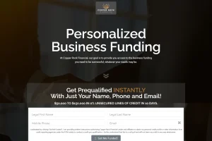 Copper Rock Financial zero percent funding WordPress showcase homepage