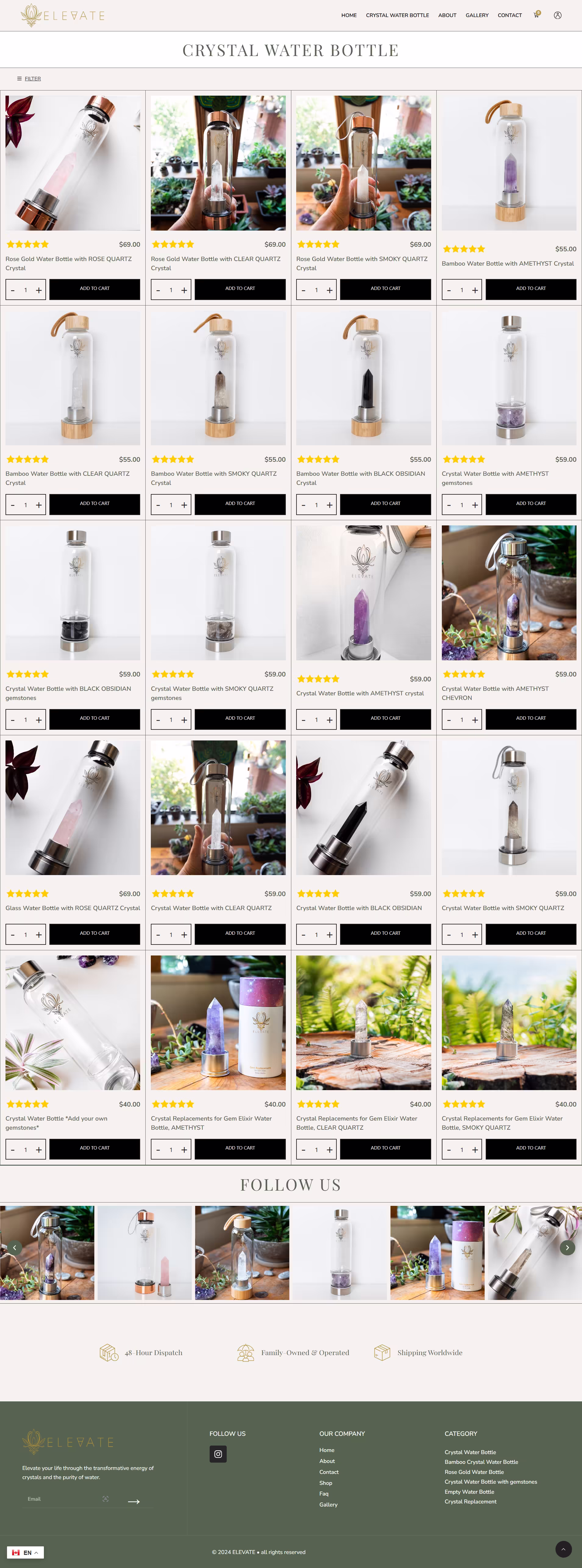 Founder Ingrid biography section on Elevate Gem Elixir WooCommerce homepage