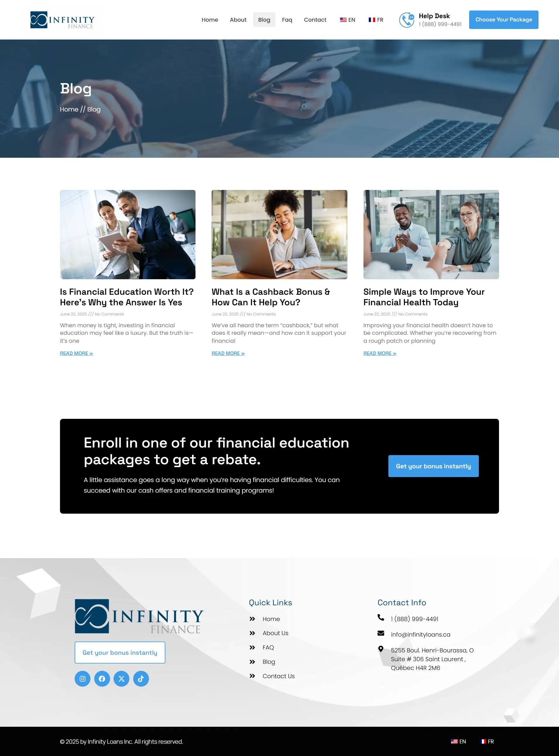 24-hour cashback processing section on Infinity Finance case study page