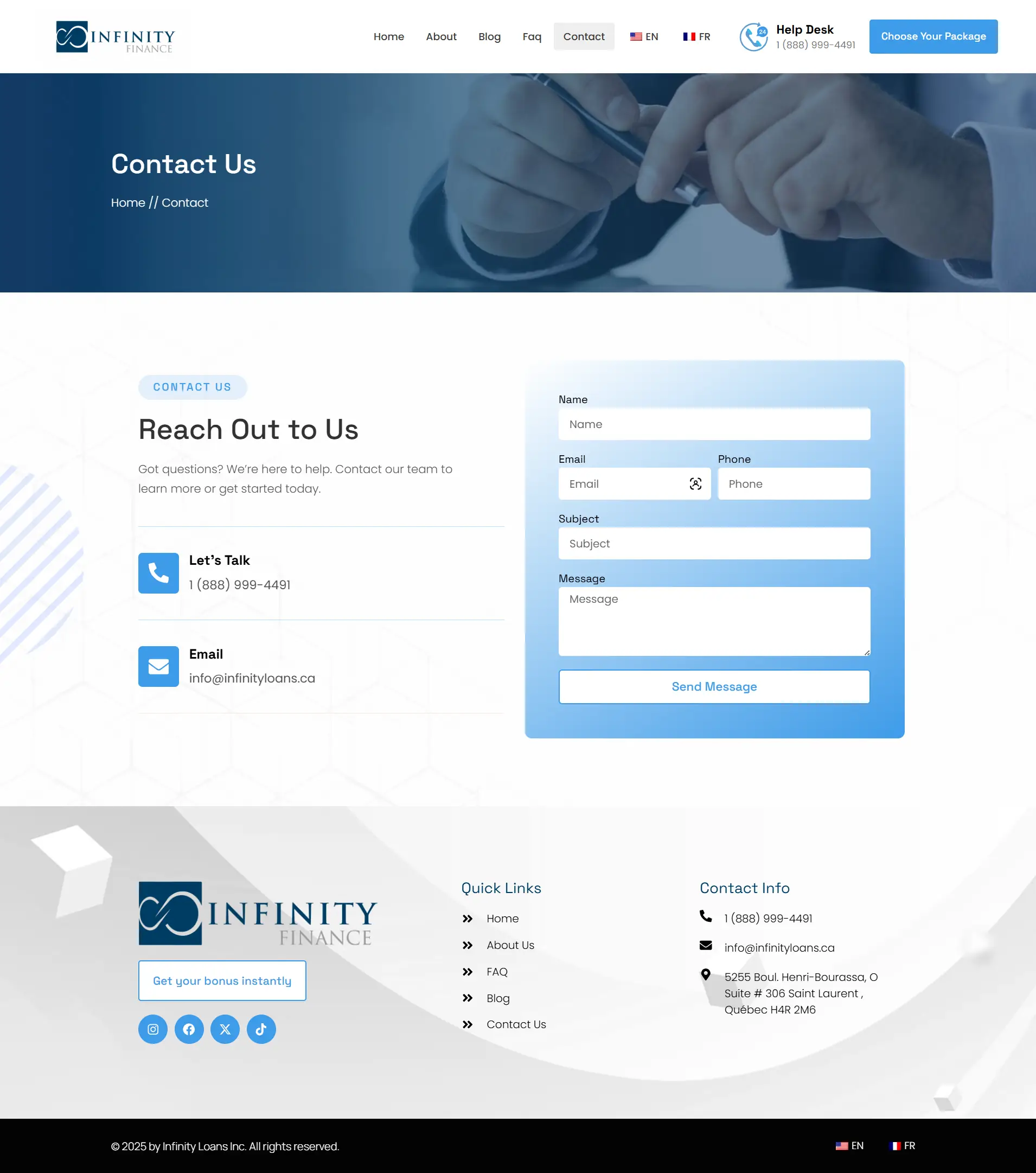 Start registration and get a quote on Infinity Finance case study page