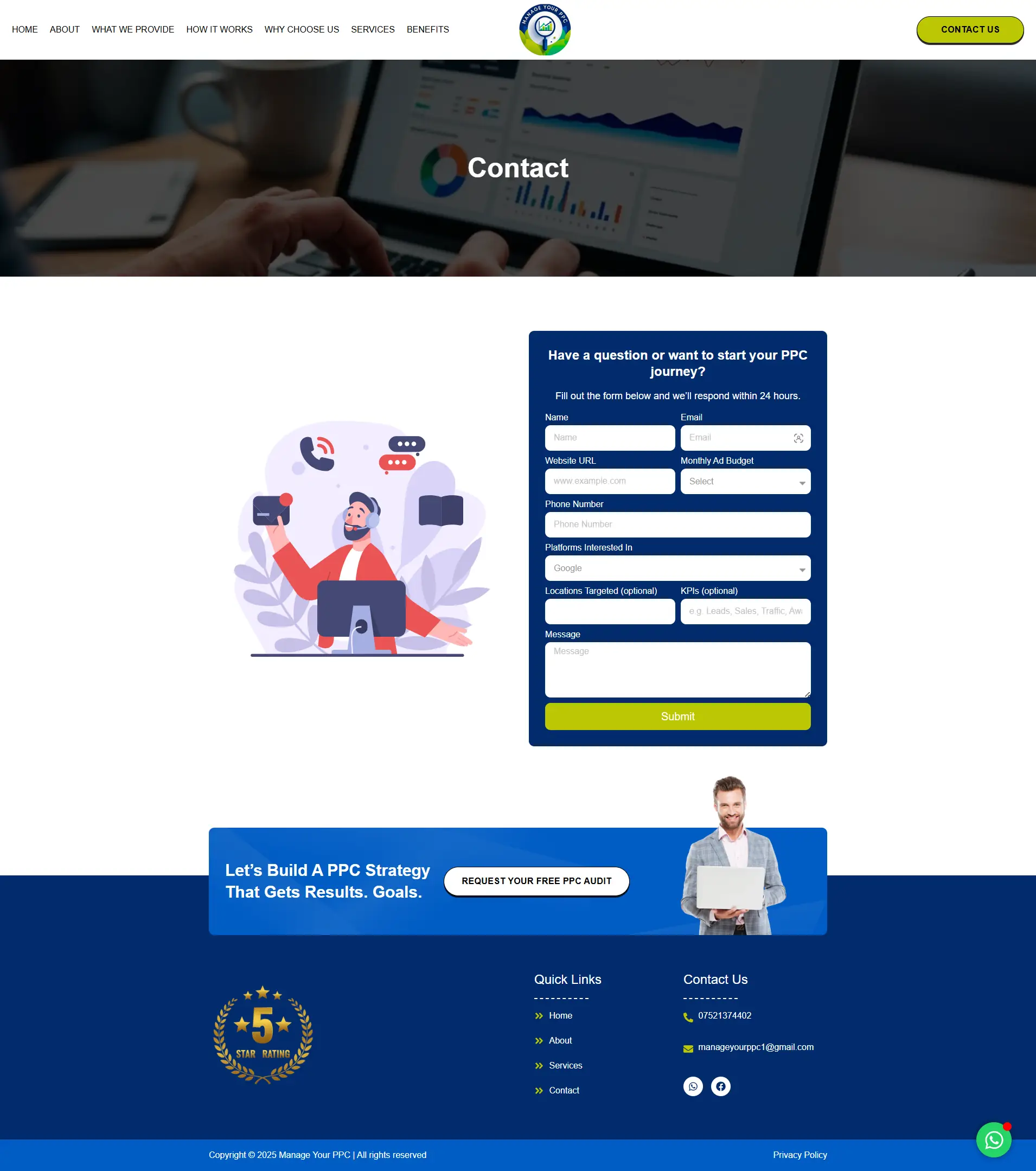 How it works four-step process on Manage Your PPC WordPress project page