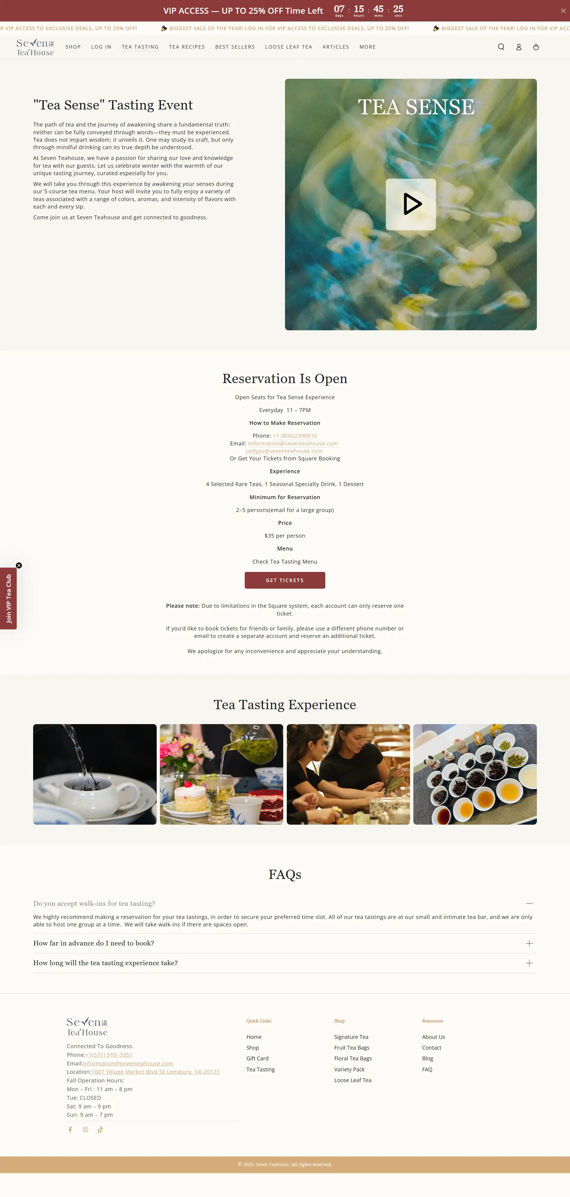 Loyalty club and tea tasting experience on Seven Teahouse portfolio page