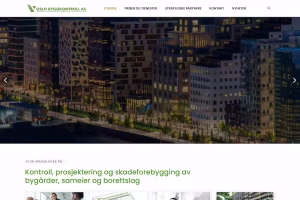 Oslo Byggkontroll news page (Nyheter) with building industry articles and company updates