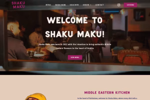 Press and review credentials section with Irish Times mention and 4.7 star rating — Shaku Maku Dublin