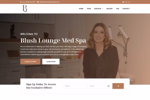 Blush Lounge Vagaro booking page with consultation CTA and contact form