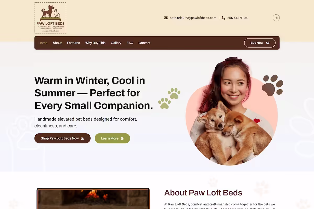 Paw Loft Beds landing page - Elite IT Solutions