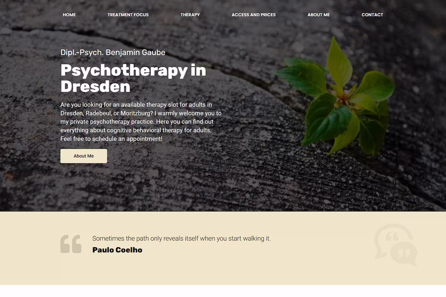 Dipl-Psych Benjamin Gaube Dresden psychotherapy practice WordPress showcase
