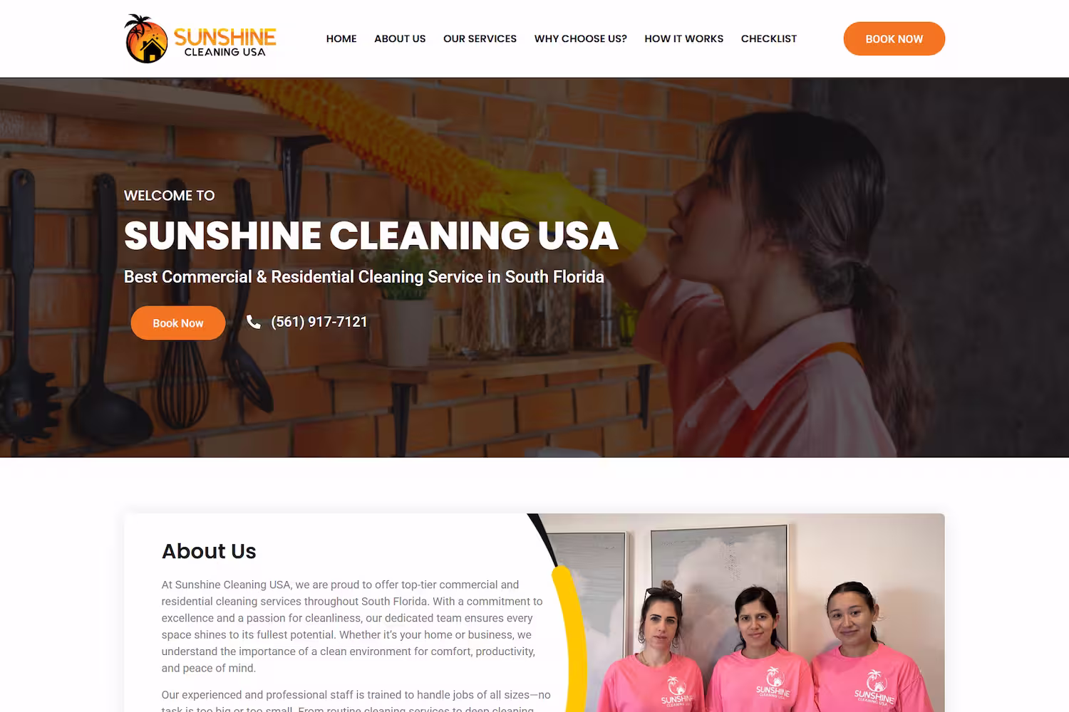 Residential cleaning services overview section on Sun Clean FL case study page