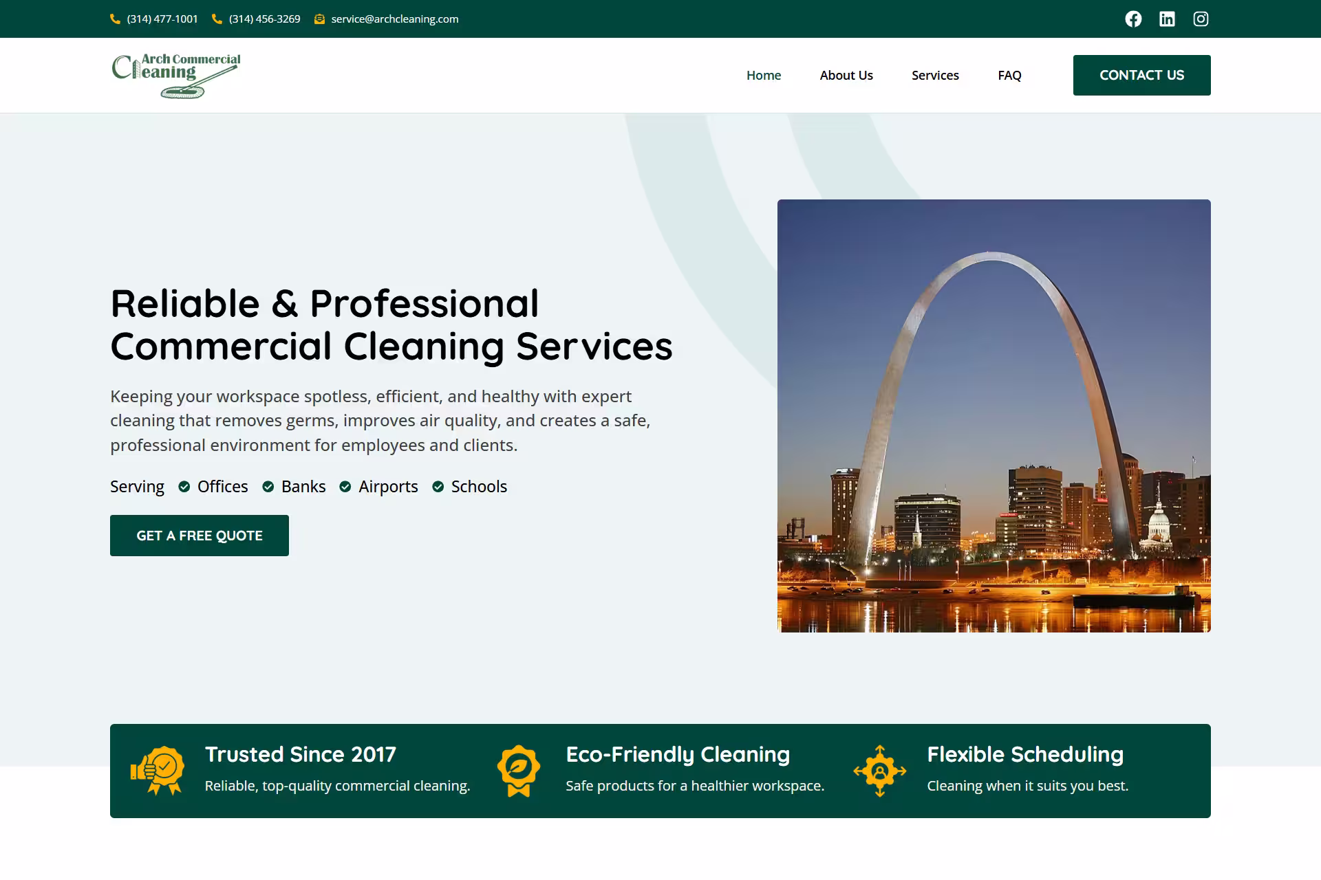 Arch Commercial testimonials from office, bank, school, and airport facility managers