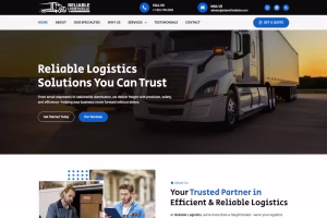 Reliable Logistics get a quote and carrier registration CTA sections — Elite IT Solutions