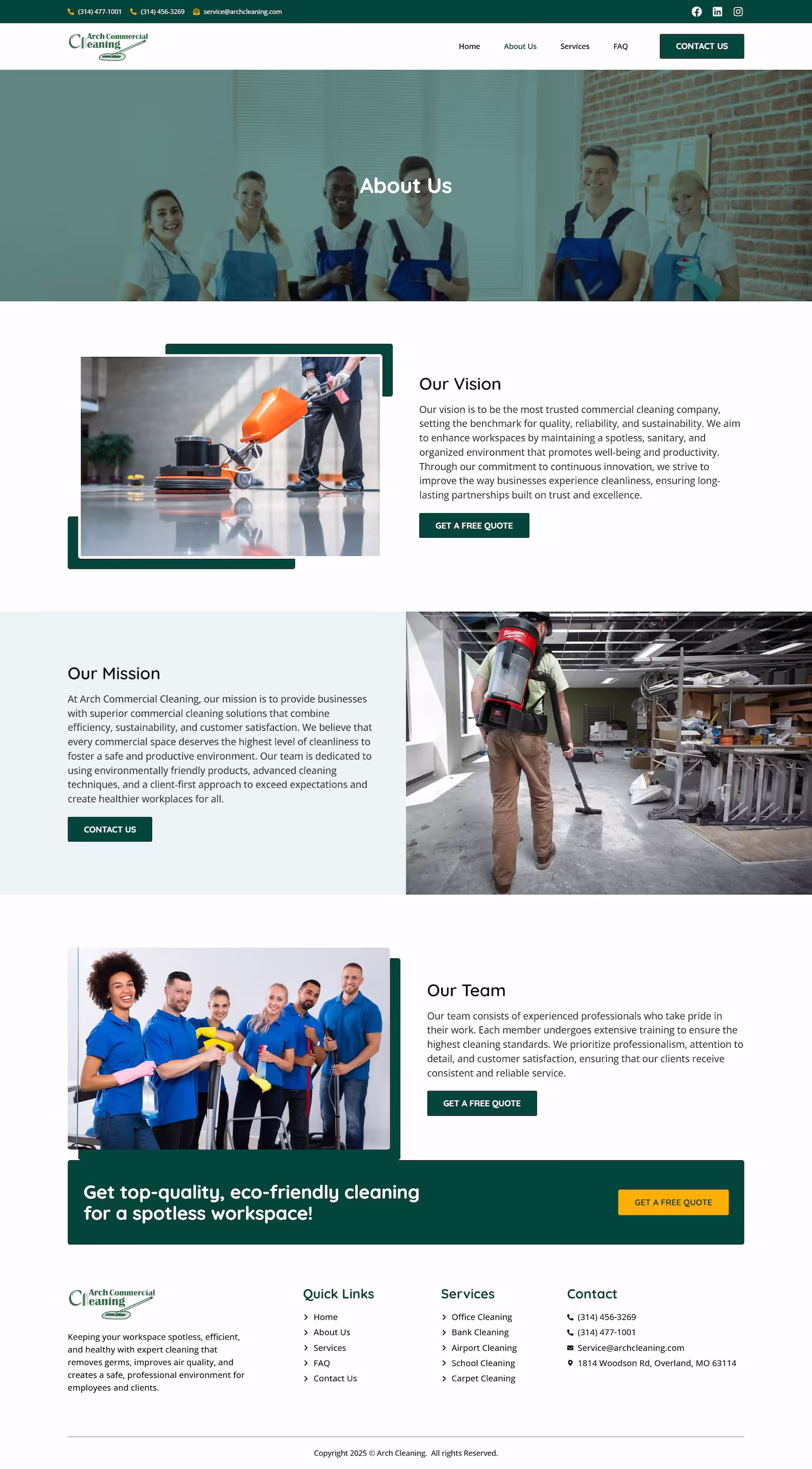 Arch Commercial Why Choose Us with experienced insured team and flexible scheduling