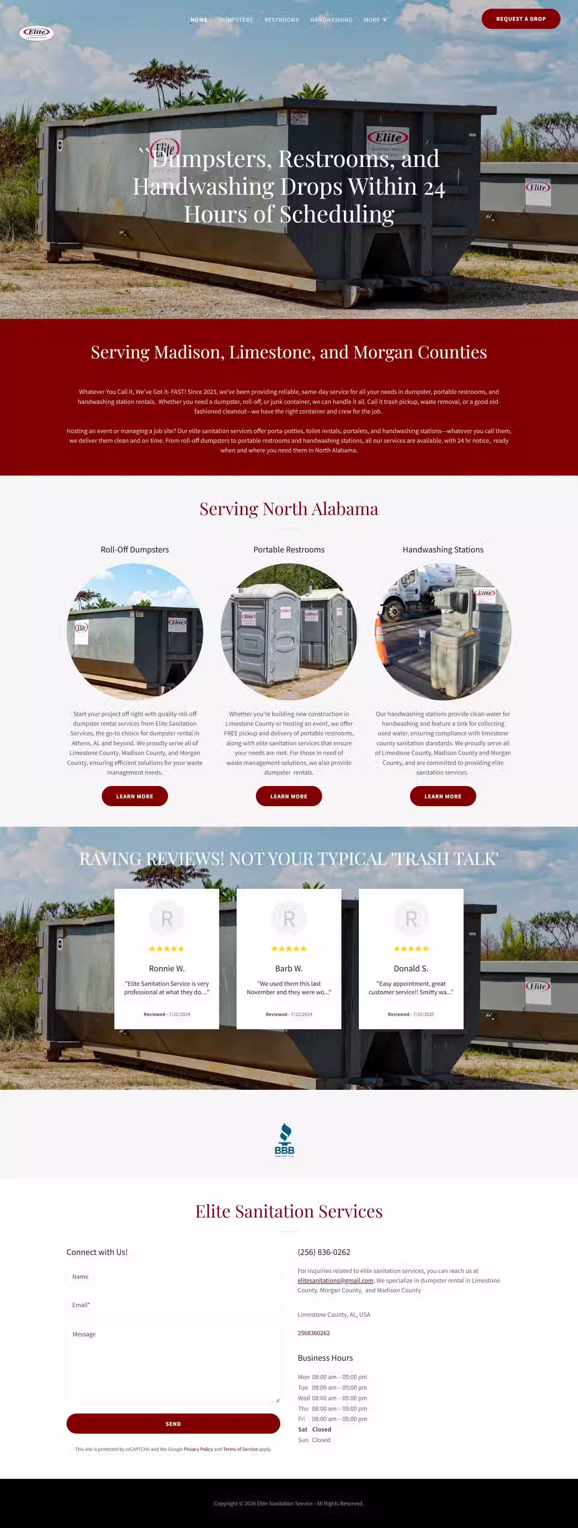 Standard portable restroom unit on Alabama construction site portfolio