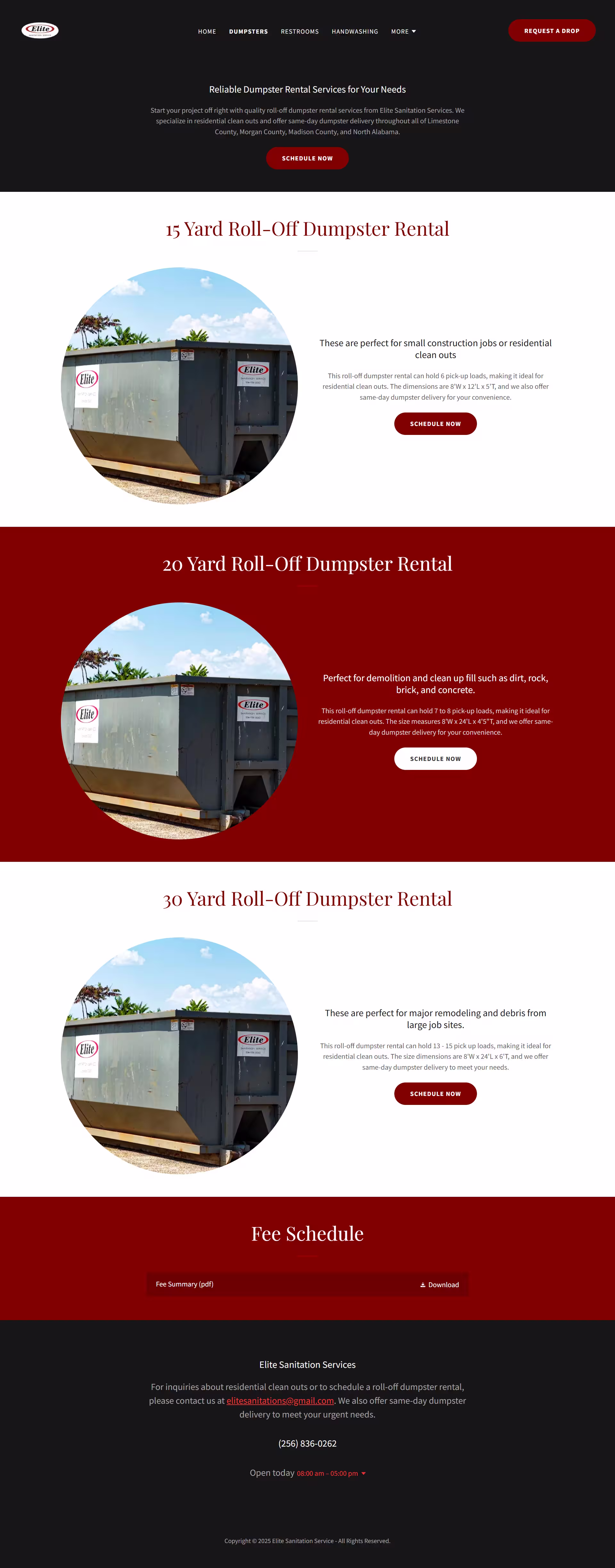 ADA-compliant restroom unit displayed on Elite Sanitation website portfolio