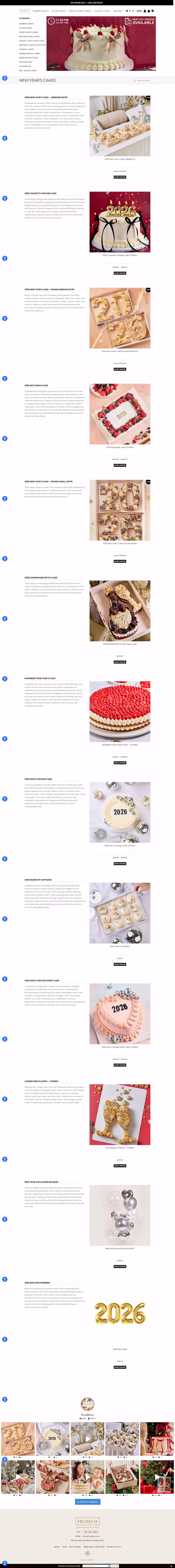 Number Cakes product category page with double large, medium, and small size options — Frudeco Miami