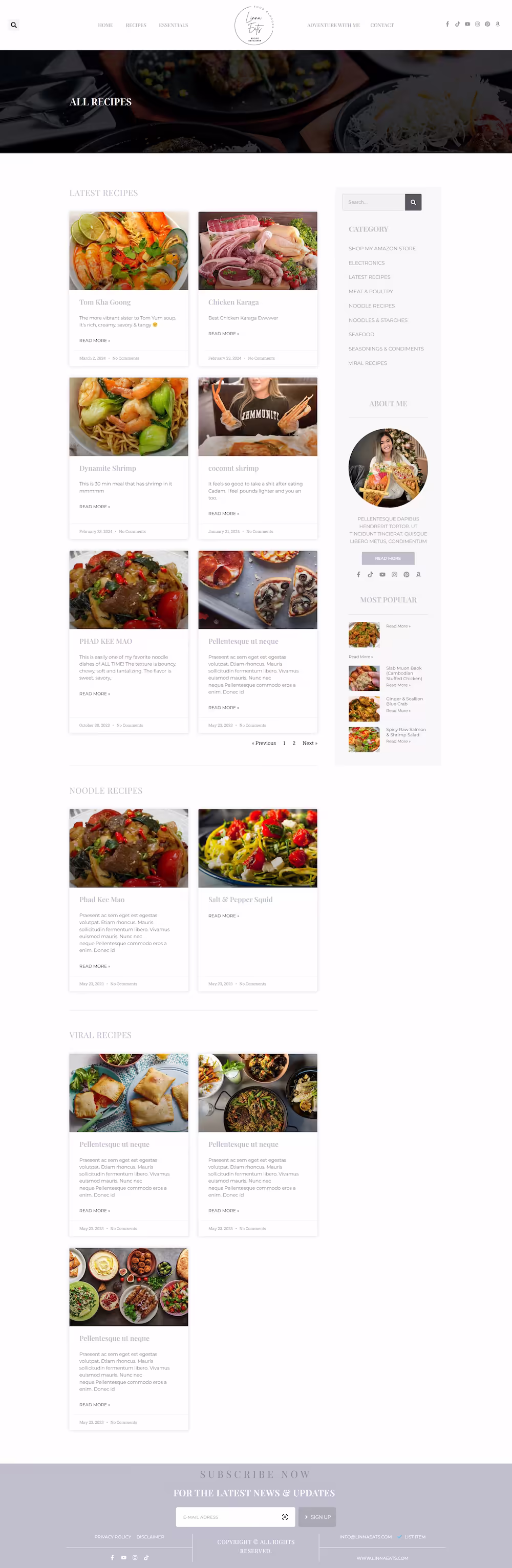 Linna Eats about me section with founder personal origin story and food mission