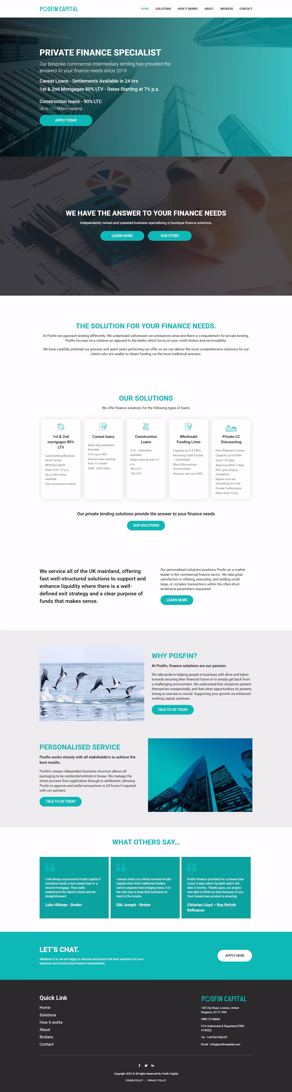 Posfin Capital loans: mortgage, caveat, and construction — London, UK