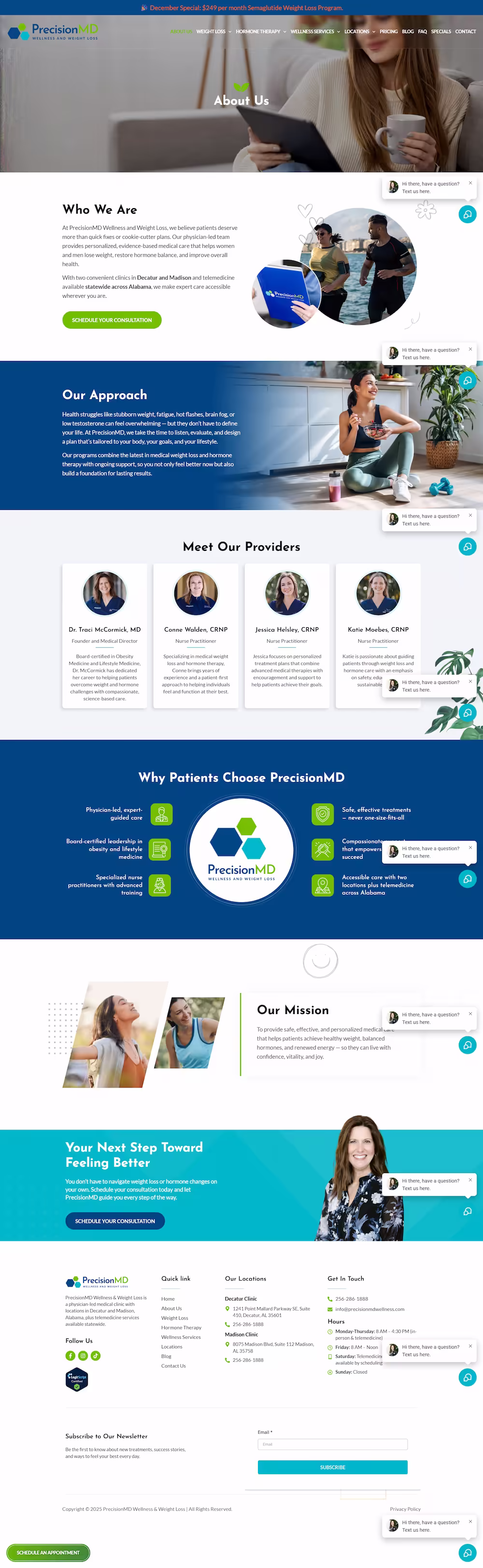 GLP-1 weight loss medication section on PrecisionMD Wellness website example