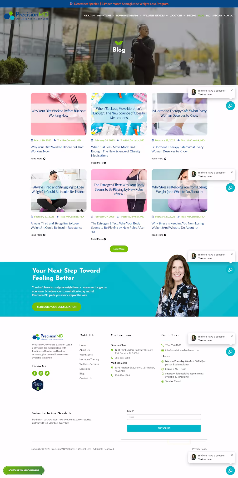 GLP-1 weight loss medication section on PrecisionMD Wellness website example