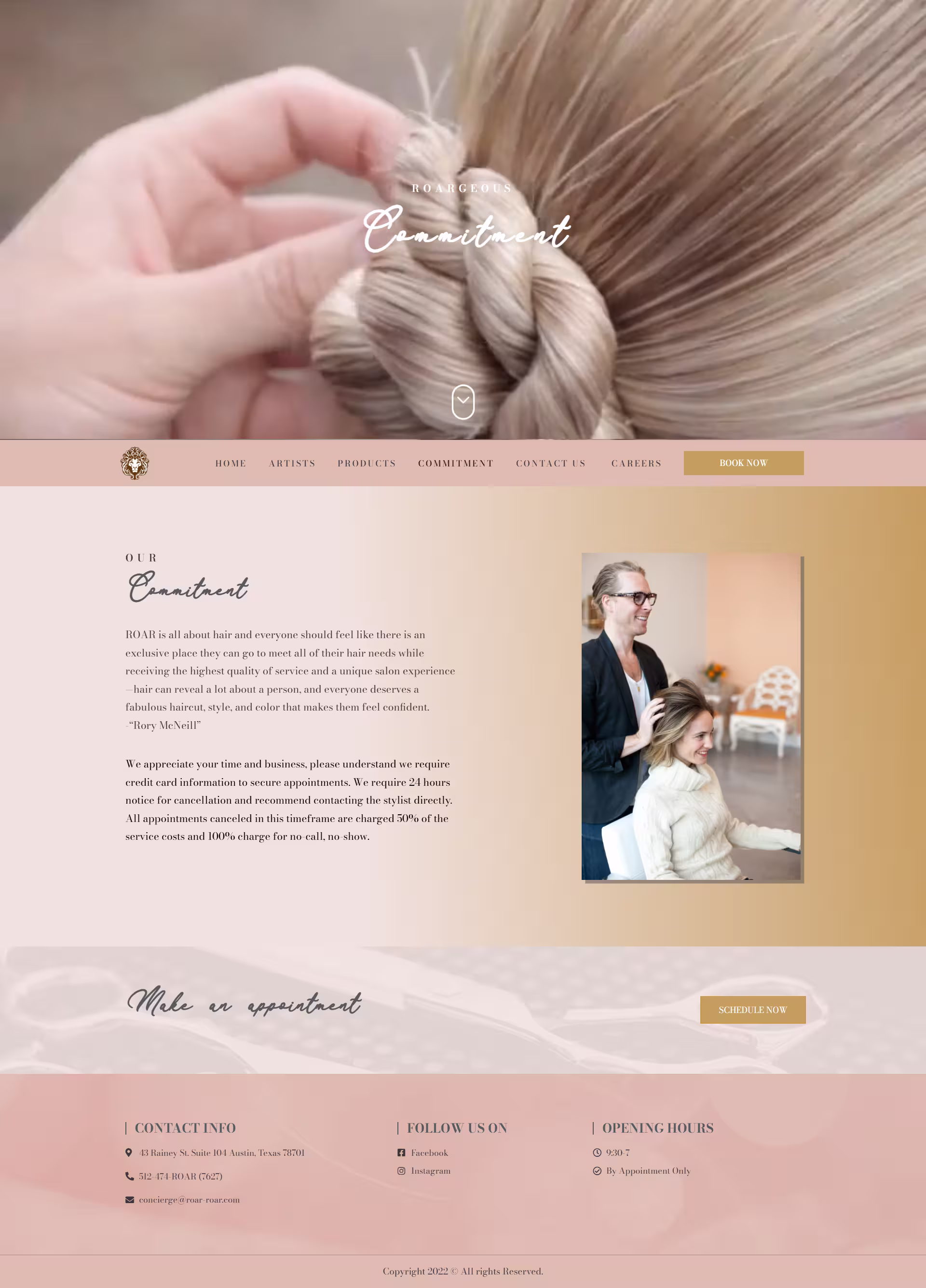 ROAR Salon cut and style pricing with women men and bridal services