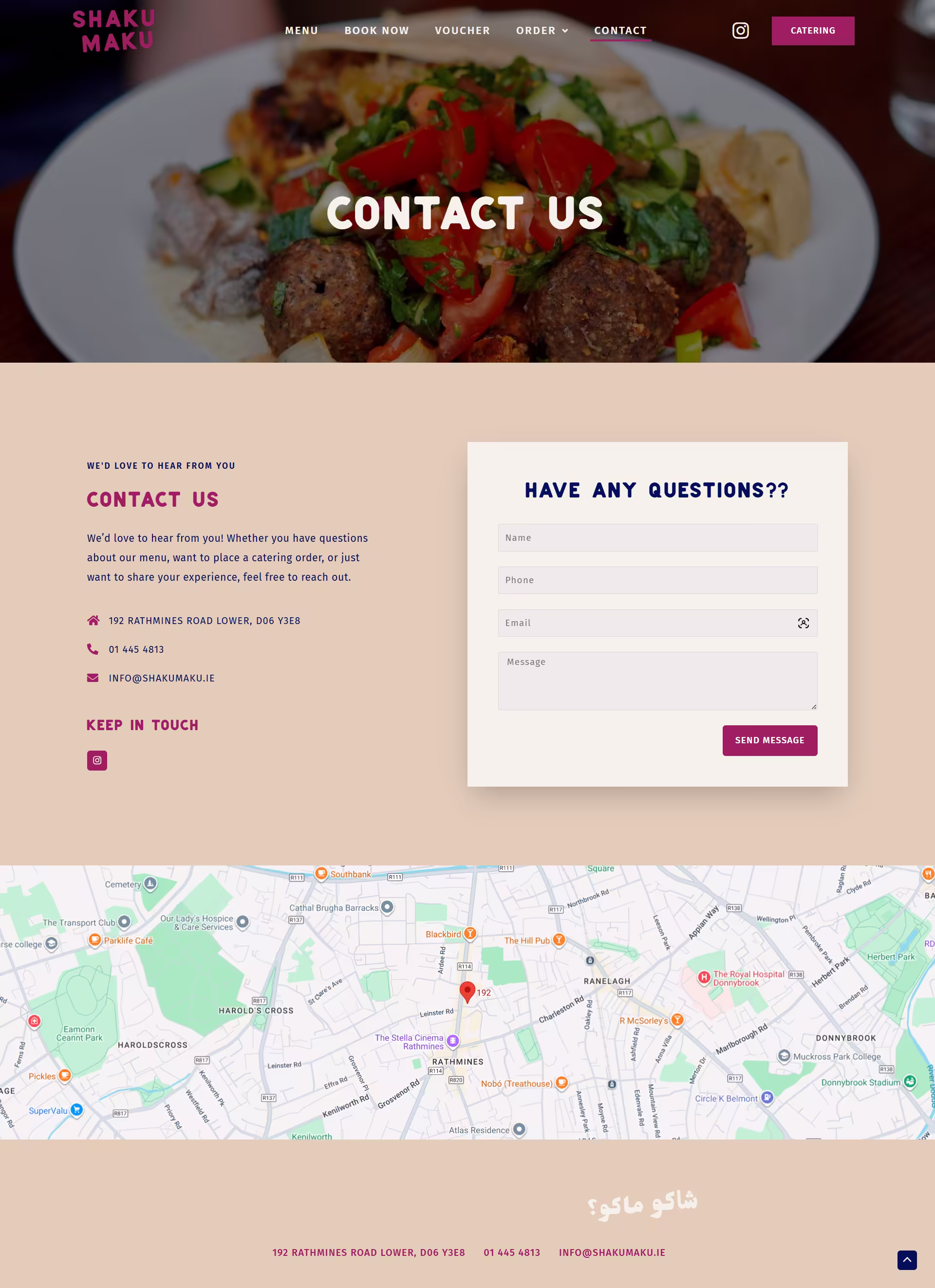 Delivery and collection ordering section for Shaku Maku at home — Rathmines Dublin