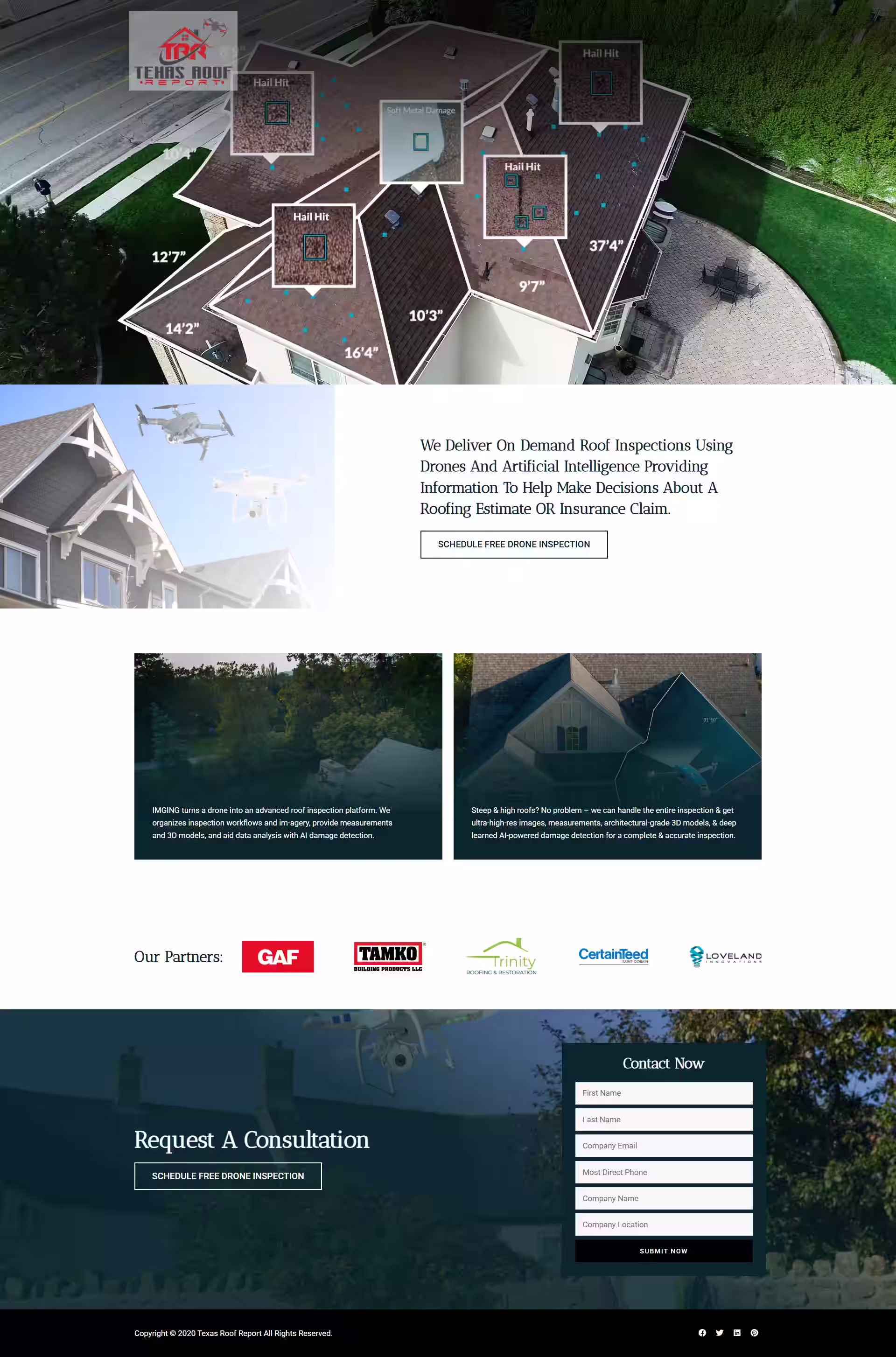 Texas residential roof showing hail damage on Texas Roof Report portfolio