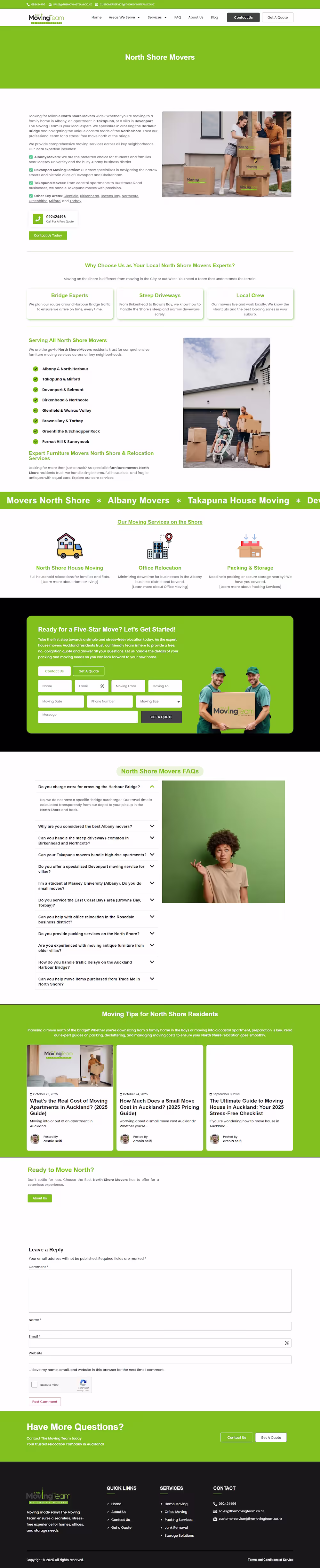 The Moving Team Why Choose Us section with experienced team, client-centric approach, and affordable pricing