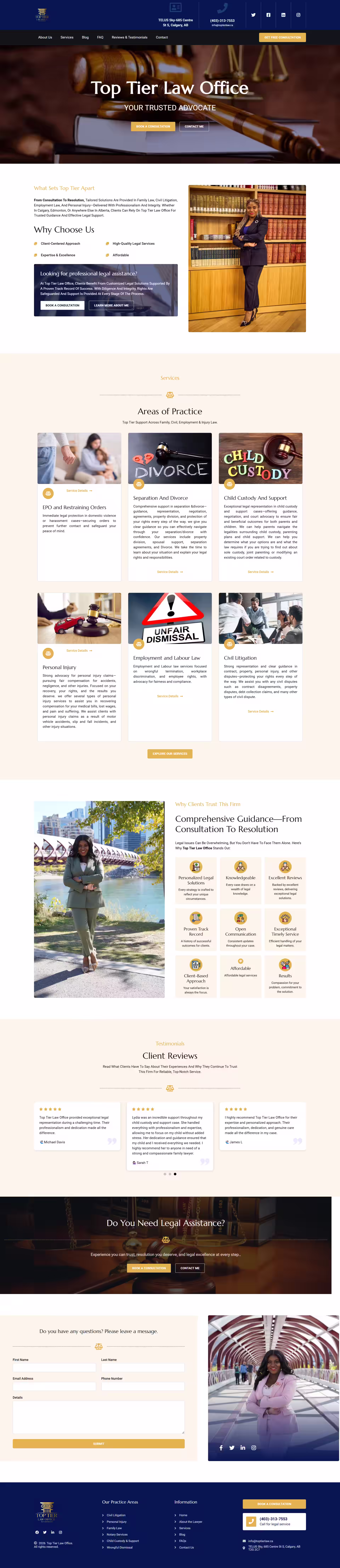 Top Tier Law Calgary office and practice overview WordPress example page