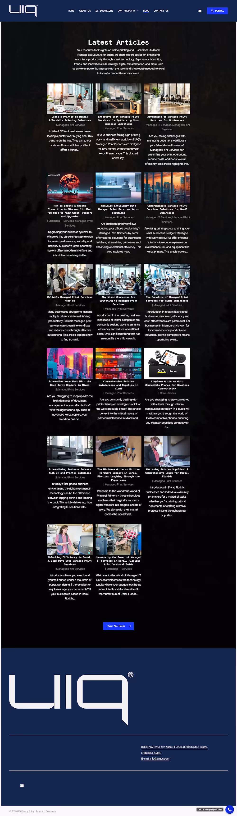 UIQ partner products page showing Xerox, Verkada, and GoTo technology lines