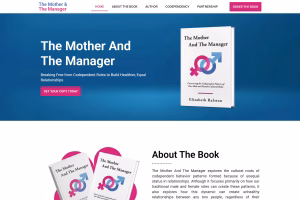 About the Book section explaining gender role codependency and equality solutions — The Mother and The Manager