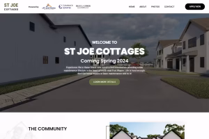 Unit specifications — 3 bed, 2.5 bath, smart home features, St Joe Cottages
