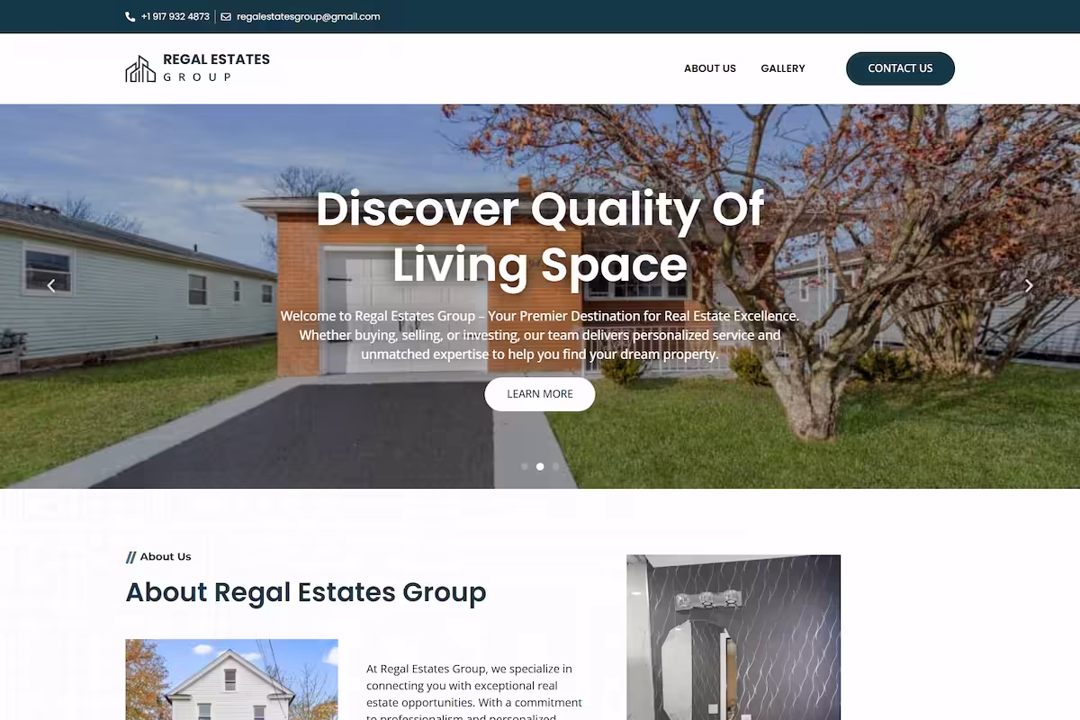 Service cards — buying, selling, listings, agents, auctions, Regal Estates