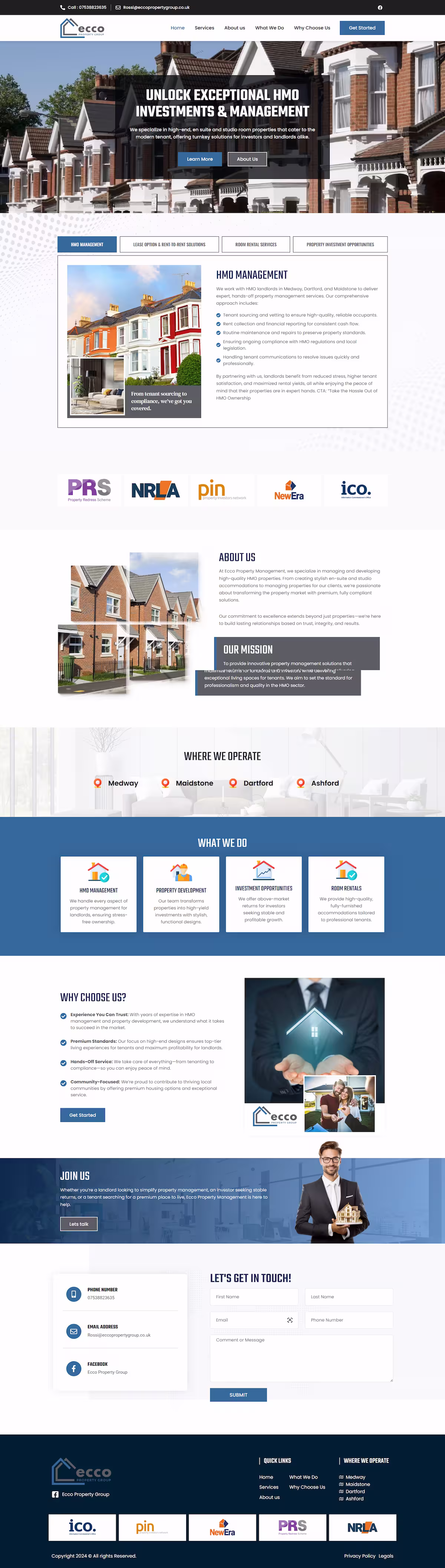 Ecco Property Group hero — HMO management landing page, Kent UK