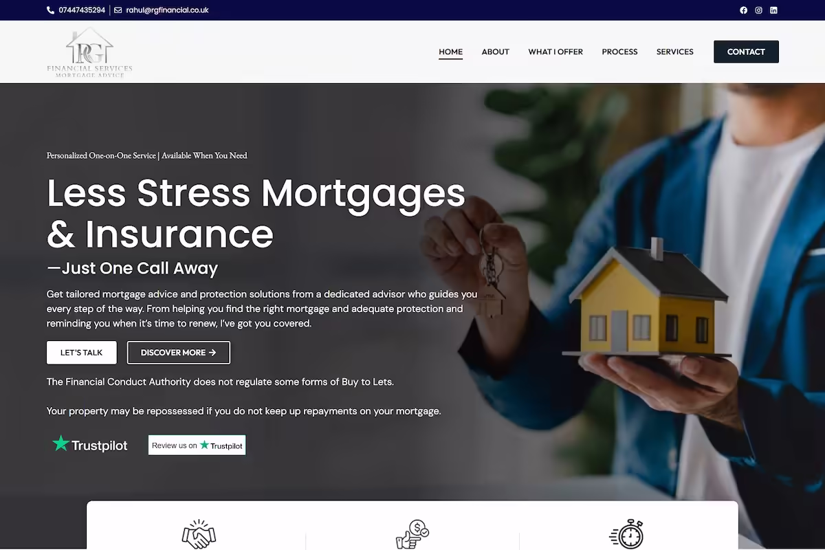 RG Financial Services — mortgage adviser WordPress site, UK