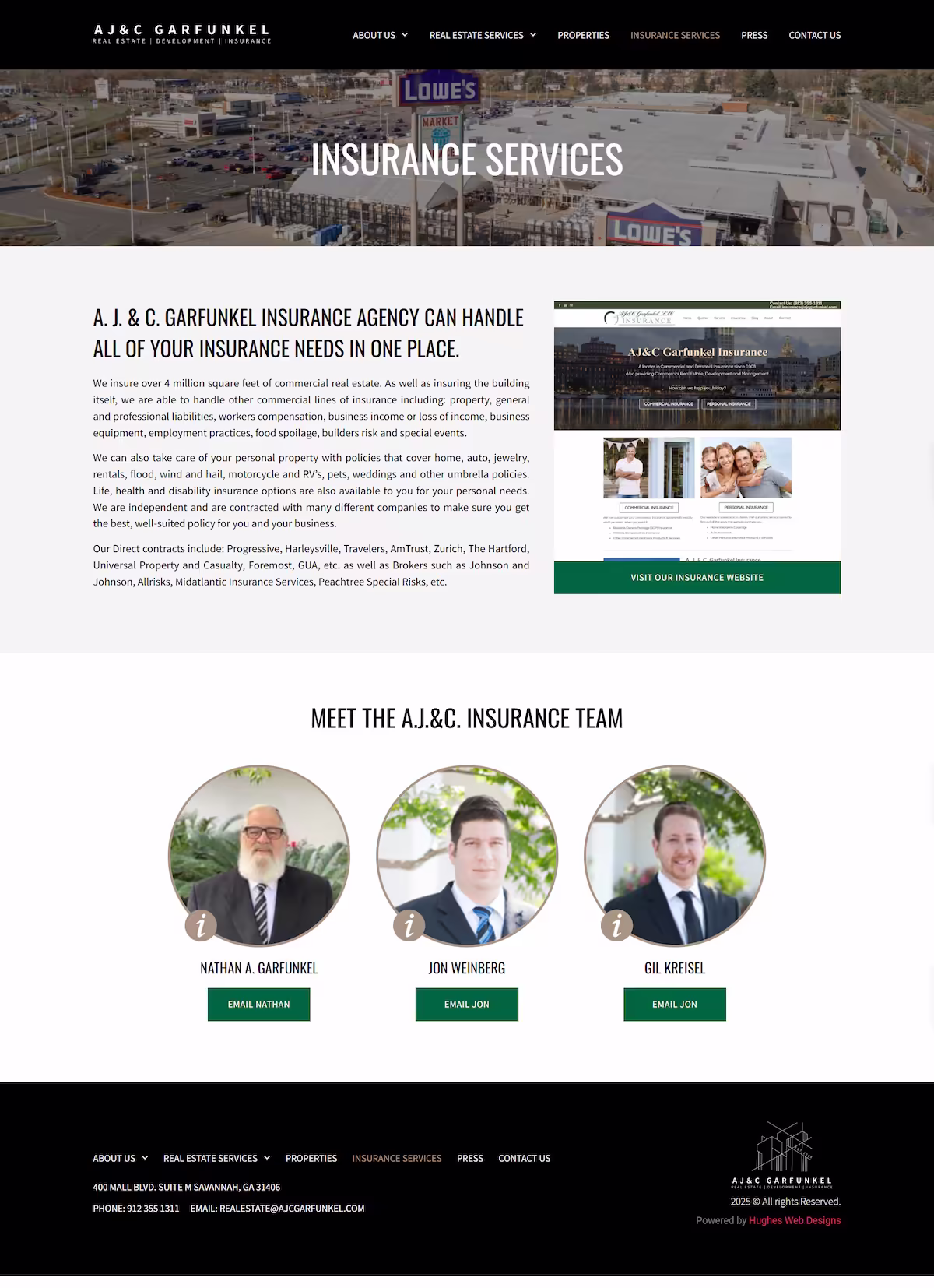 Insurance services page — AJC Garfunkel commercial and personal coverage