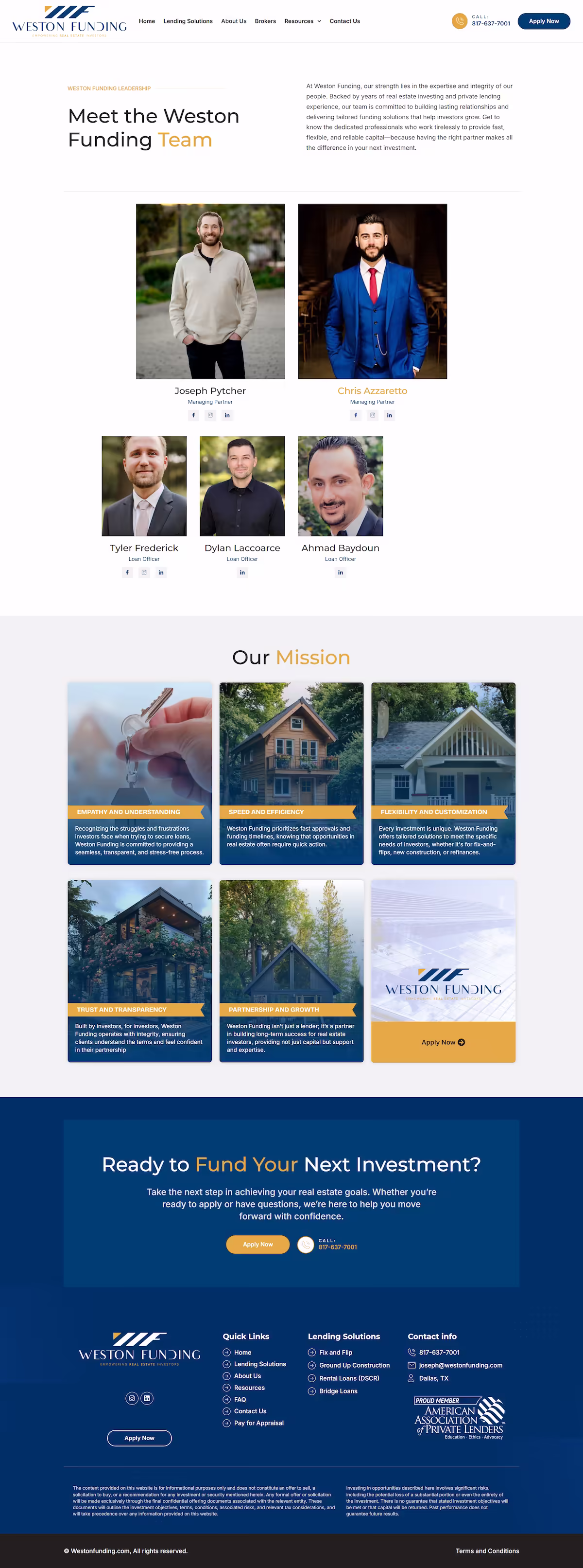 Our Team — Weston Funding WordPress site