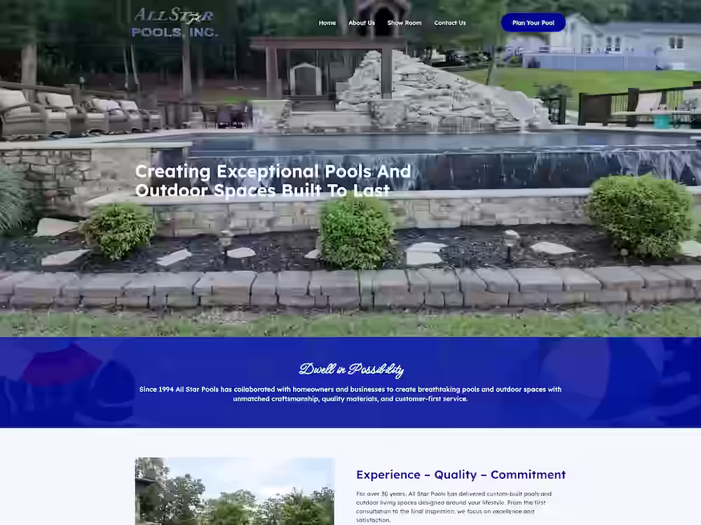 Plan Your Pool consultation enquiry page on All Star Pools North Alabama