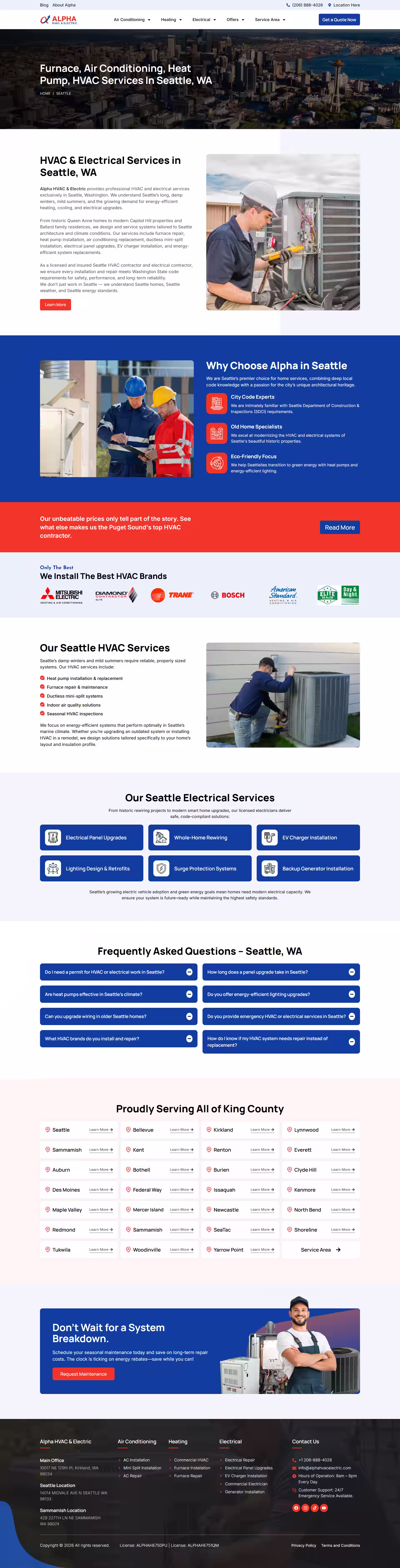 Alpha HVAC and Electric Bryant Pinnacle and Built Green affiliations block