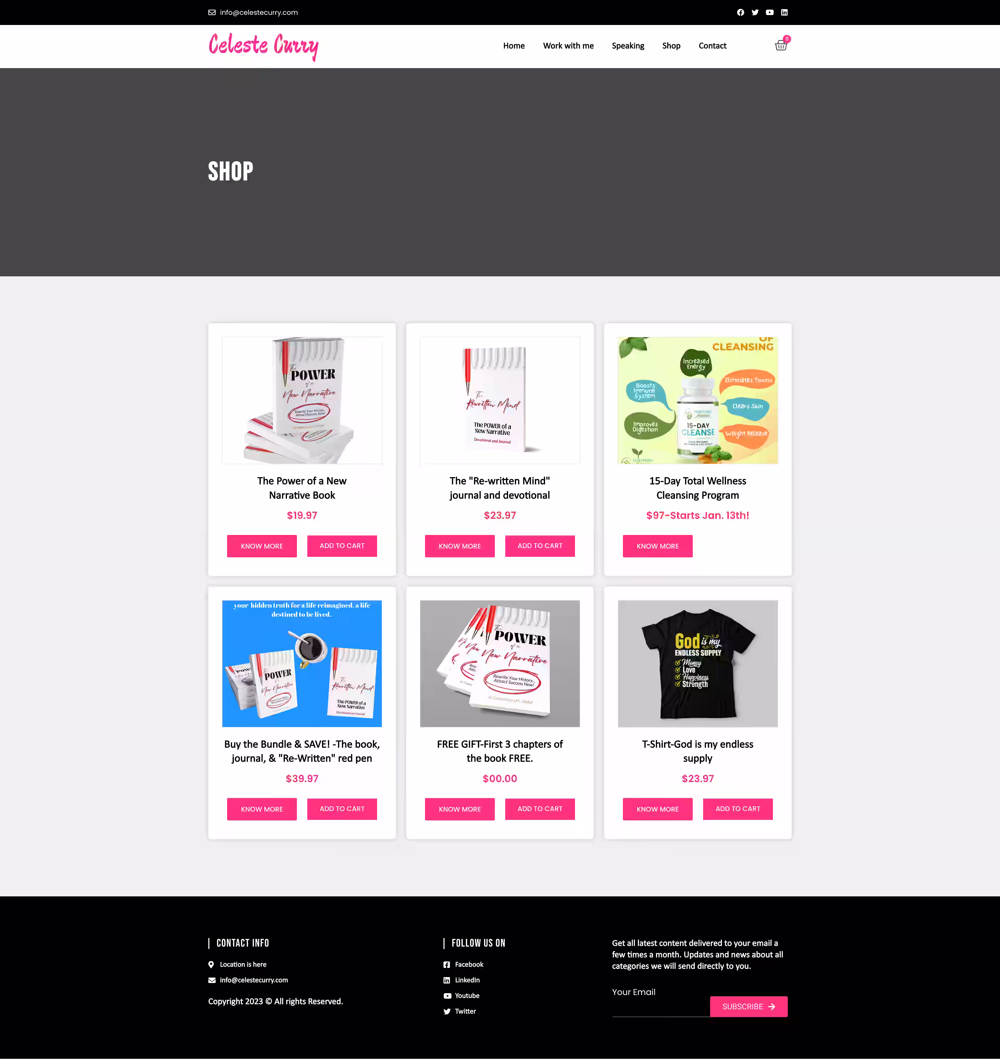 Celeste Curry WooCommerce shop with The Power of a New Narrative book