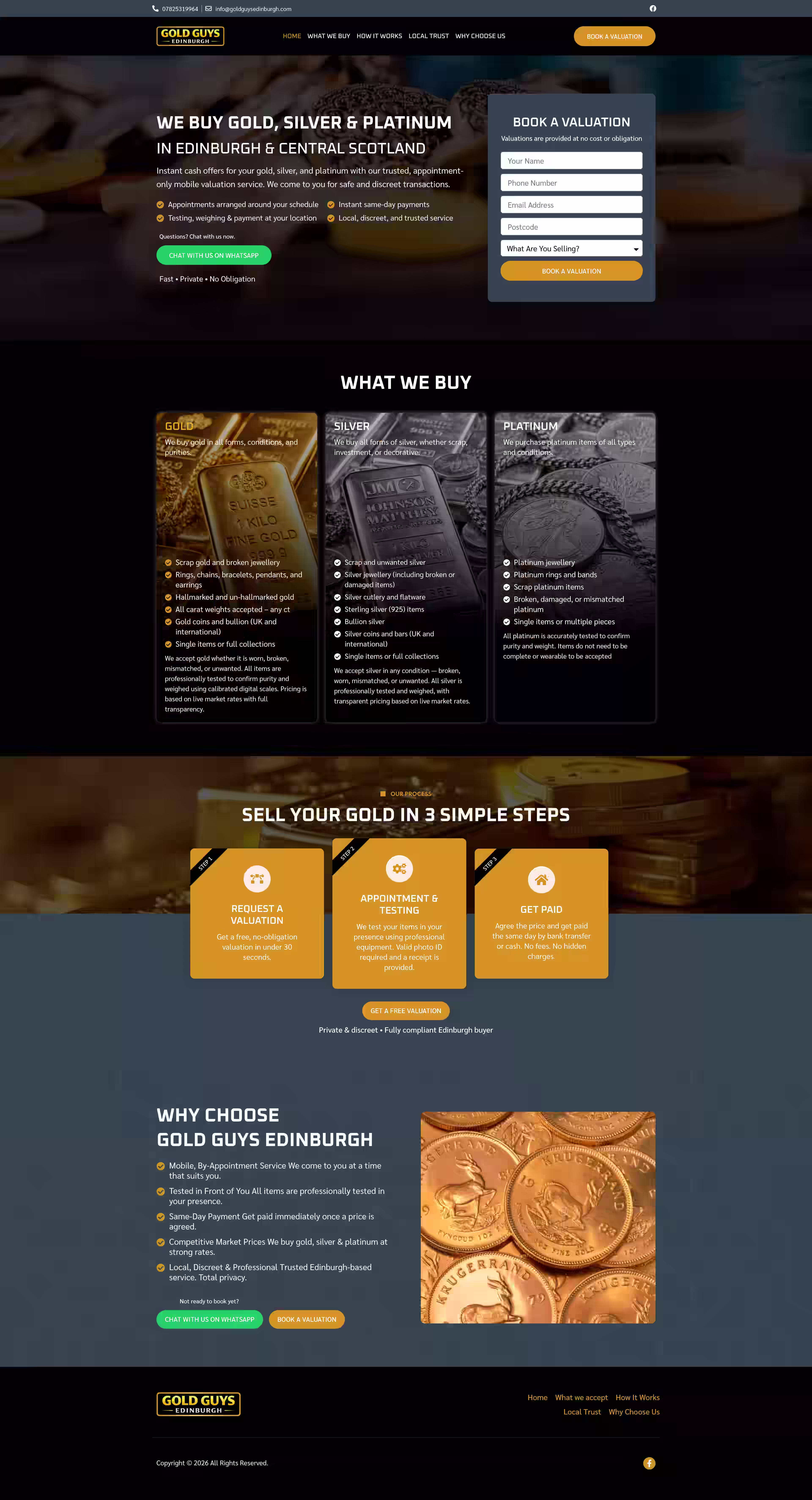 Gold Guys Edinburgh mobile precious metals buyer - landing page - Elite IT Solutions
