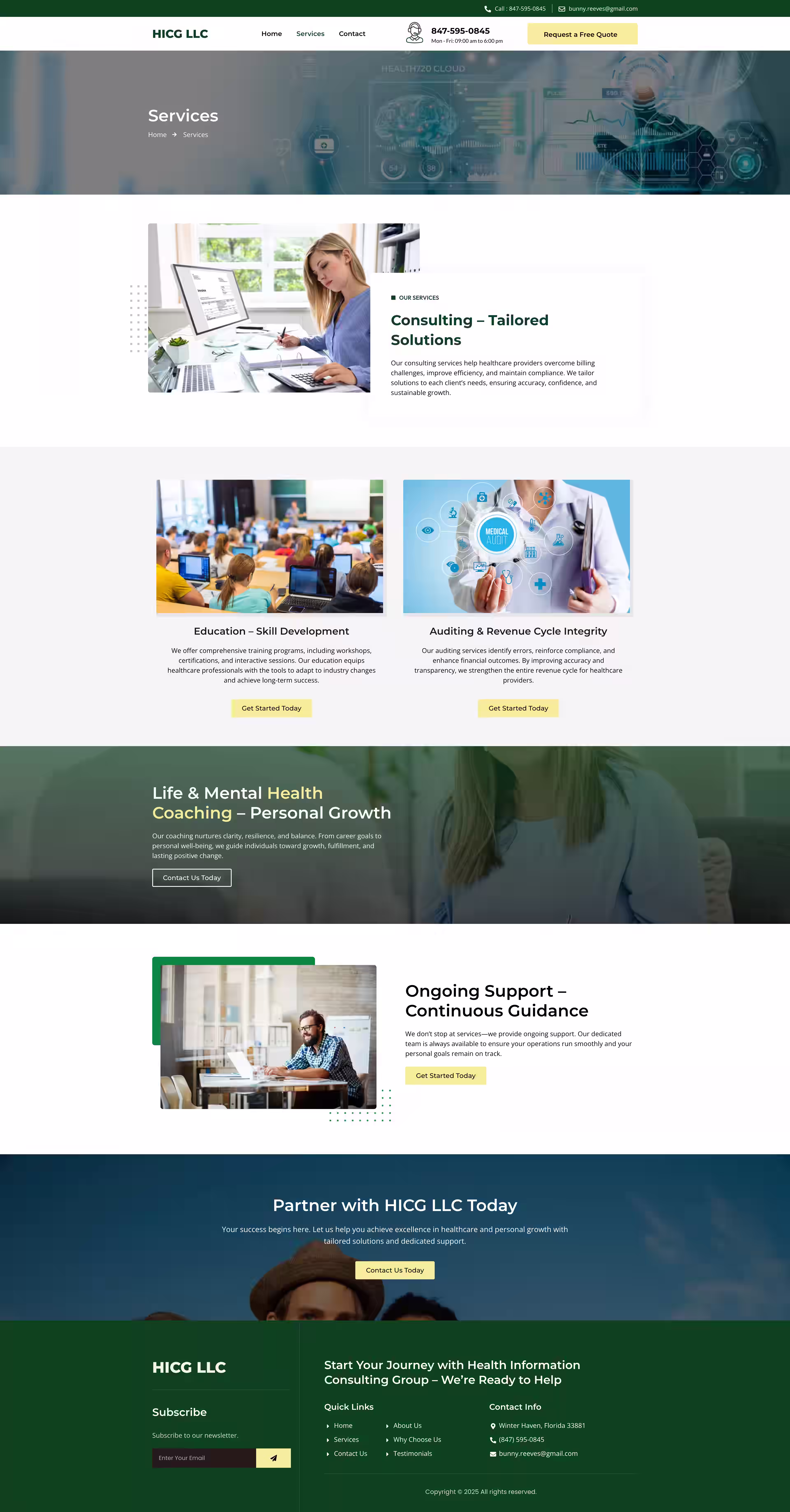 HICG LLC three core strengths block on compliance and revenue cycle