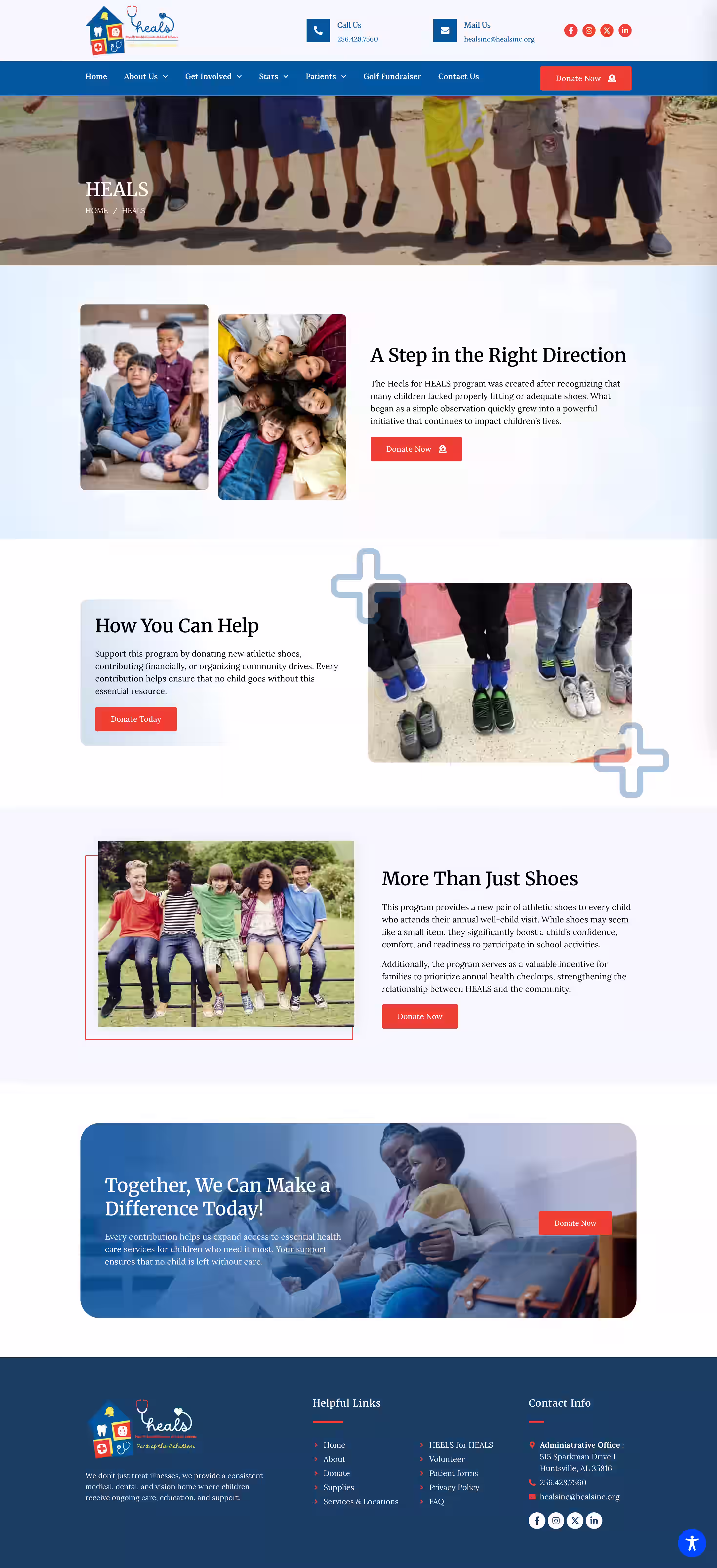 School clinic services page for medical dental optometry on Heals Inc website