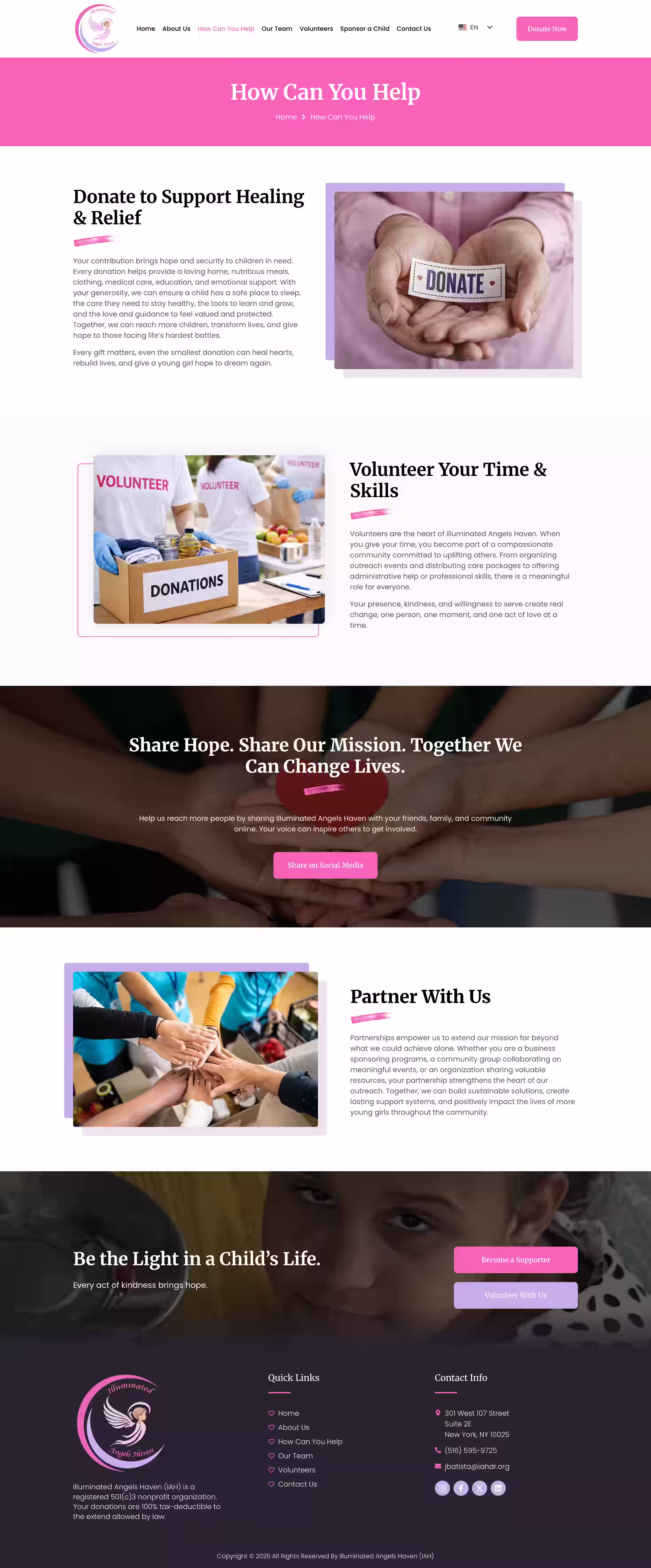 Food and nutrition programmes page on Illuminated Angels Haven nonprofit website