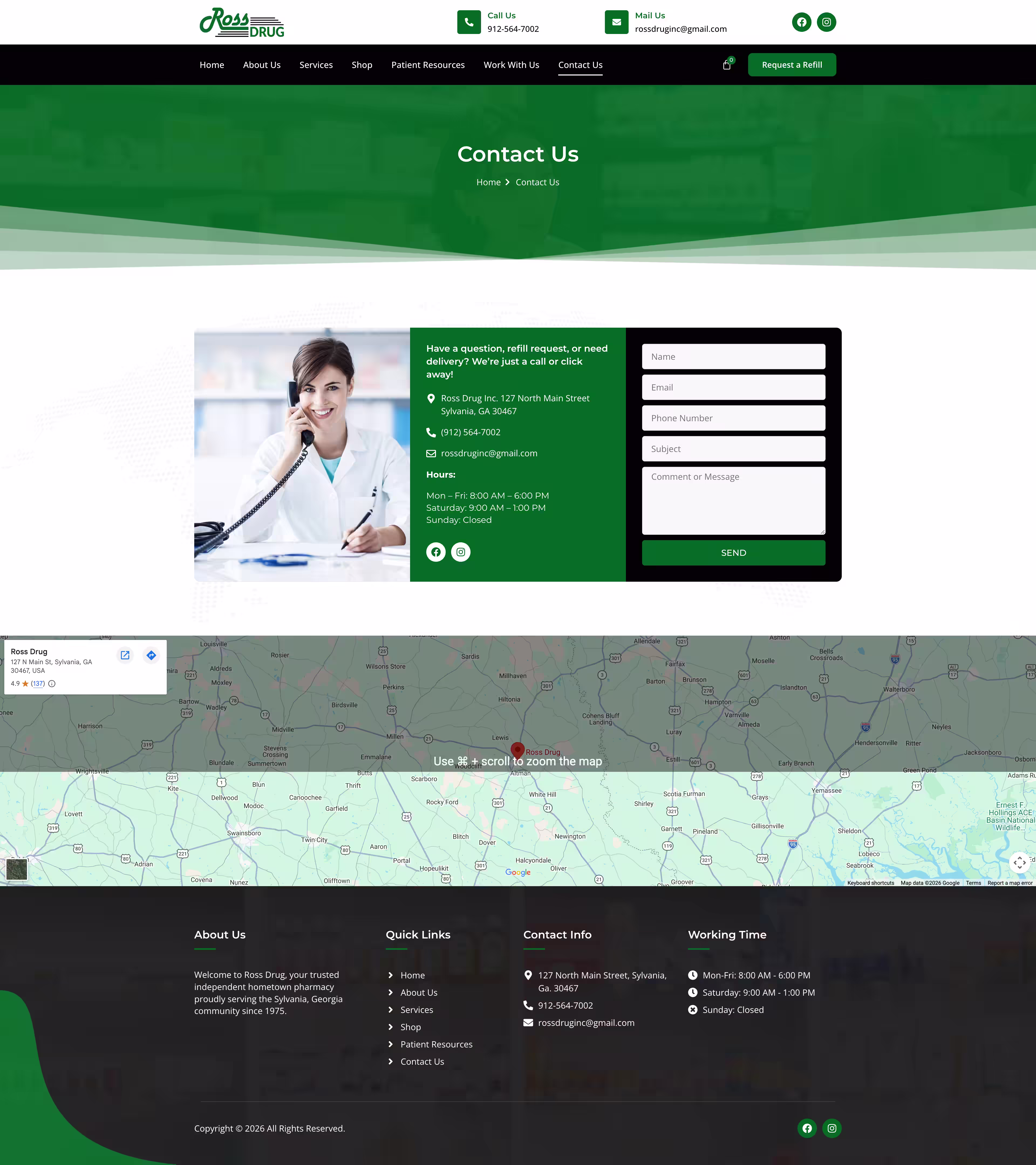 Ross Drug WooCommerce shop page showing everyday over the counter health items