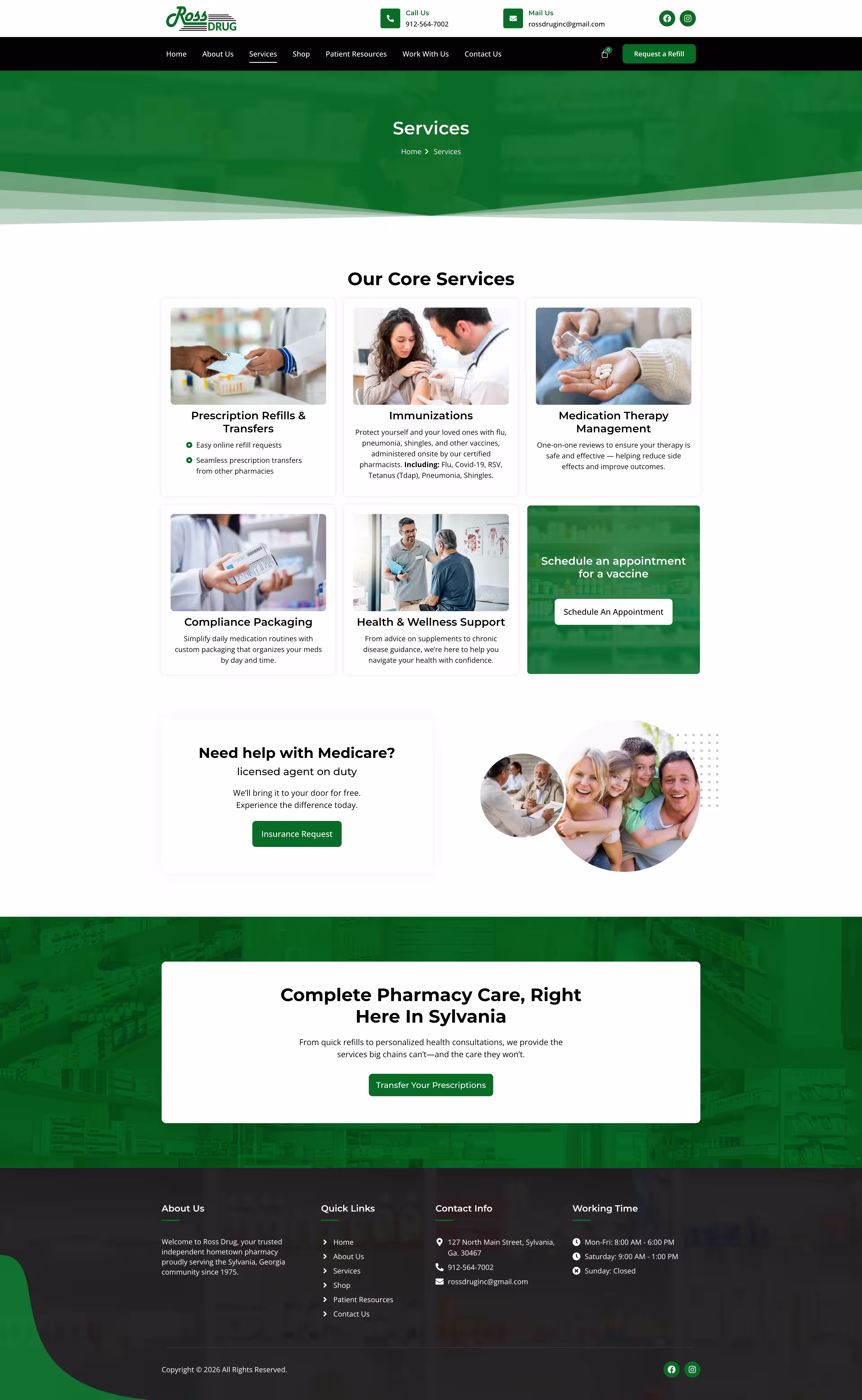 Medicare insurance consultation page for Ross Drug Sylvania Georgia patients
