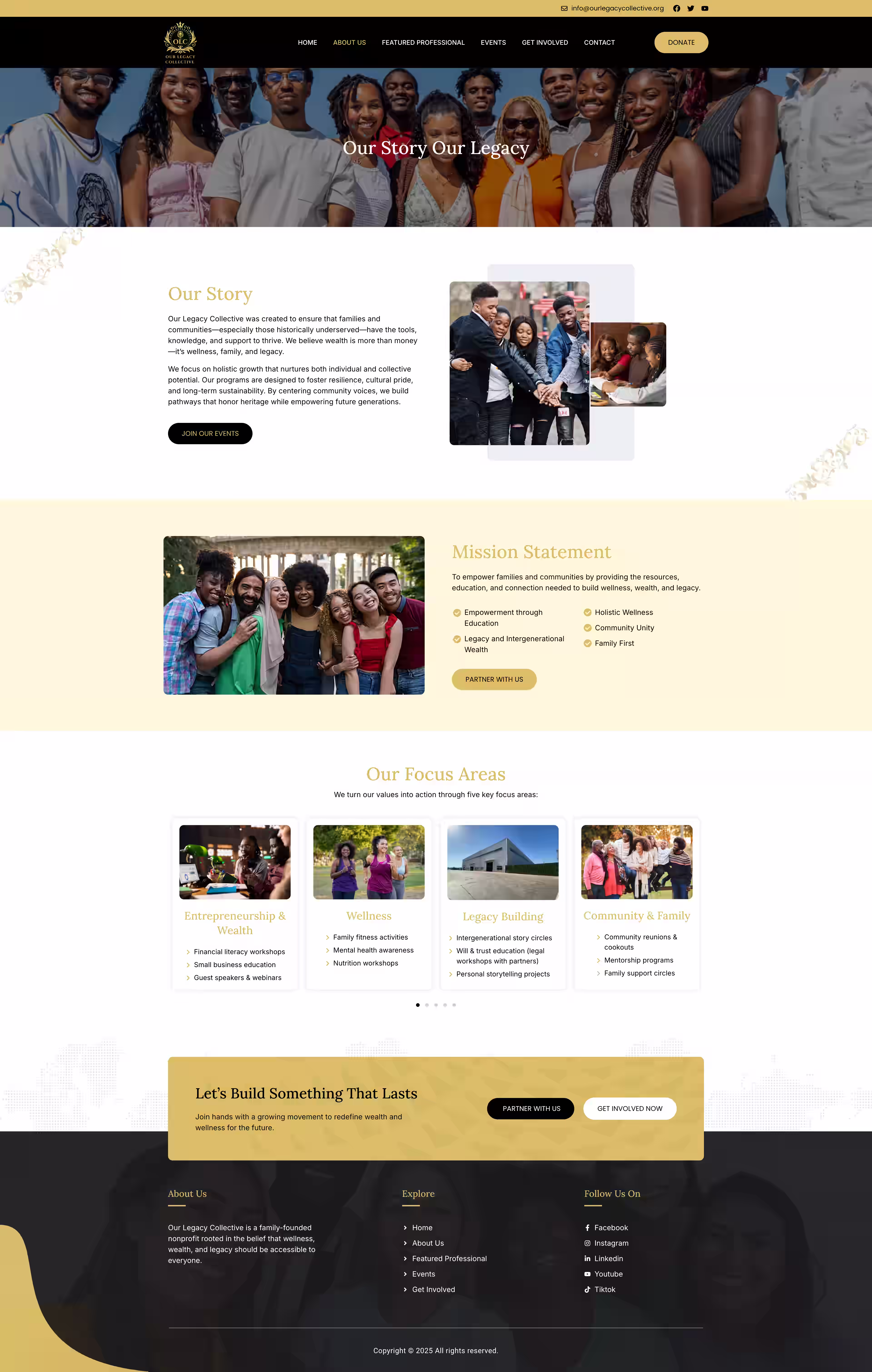 Our Legacy Collective three pillar block on education wealth and wellnessOur Legacy Collective three pillar block on education wealth and wellness