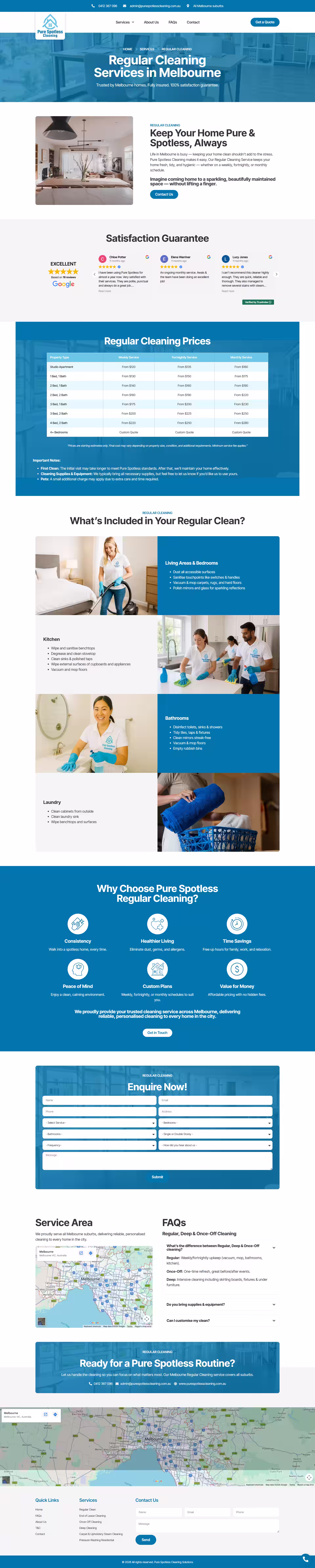 Pure Spotless Cleaning end of lease cleaning page for Melbourne tenants