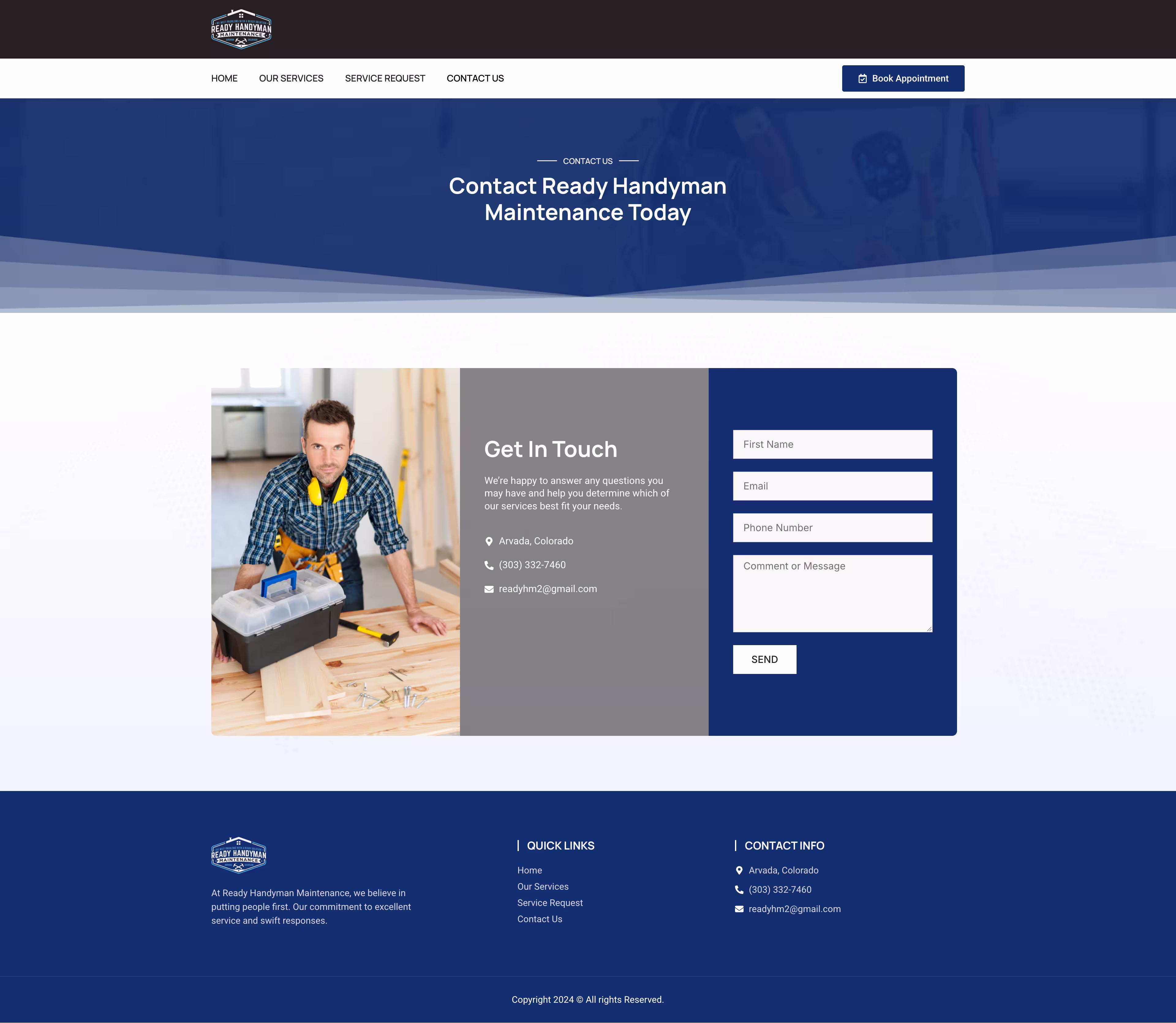 Ready Handyman why choose us list with stocked service truck inventory tile