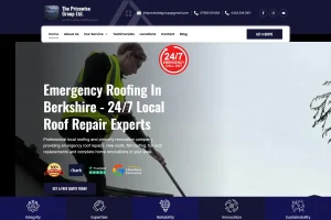 Pricewise Construction UK family roofing company hero section on WordPress