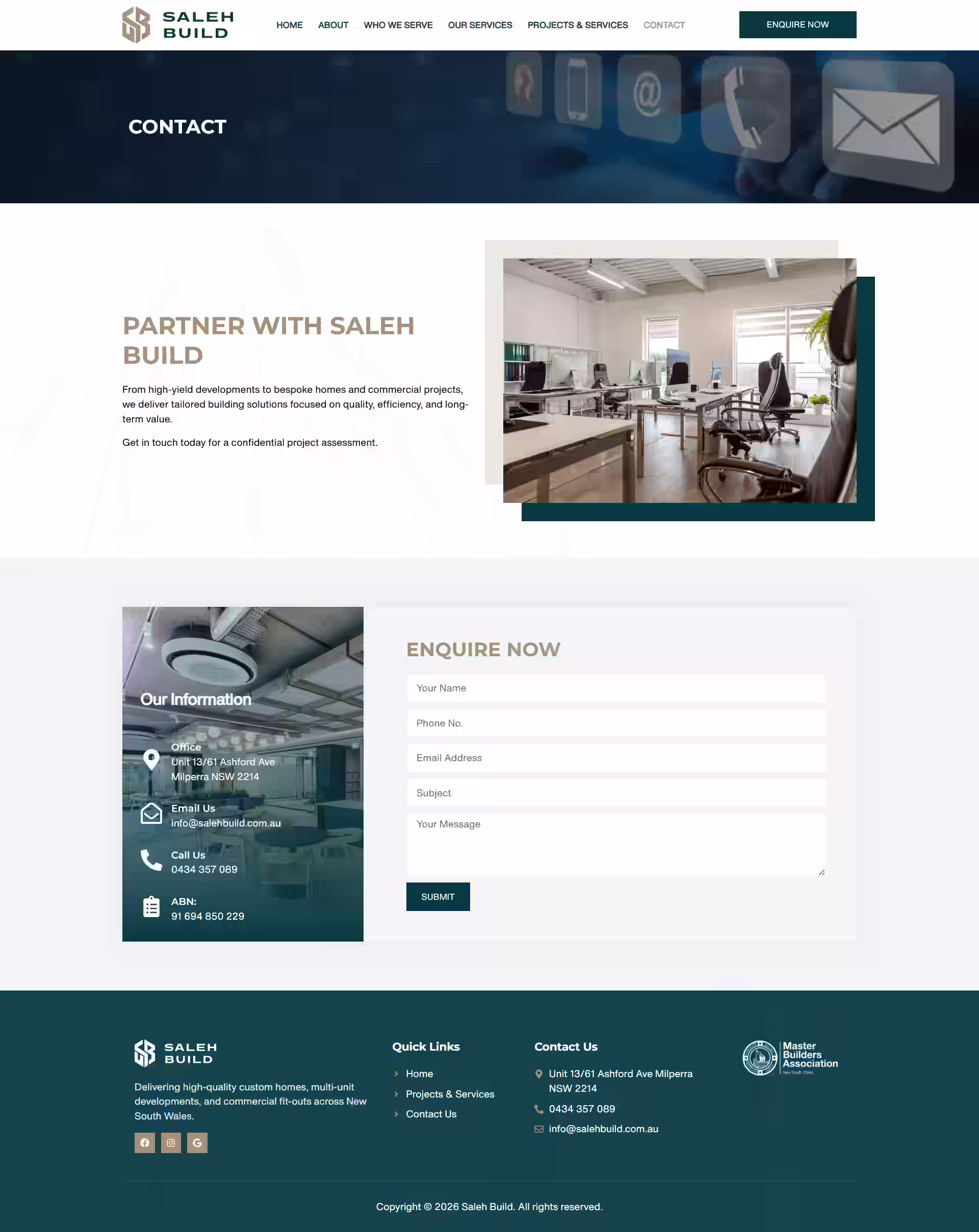Saleh Build confidential project assessment form on a mobile responsive view
